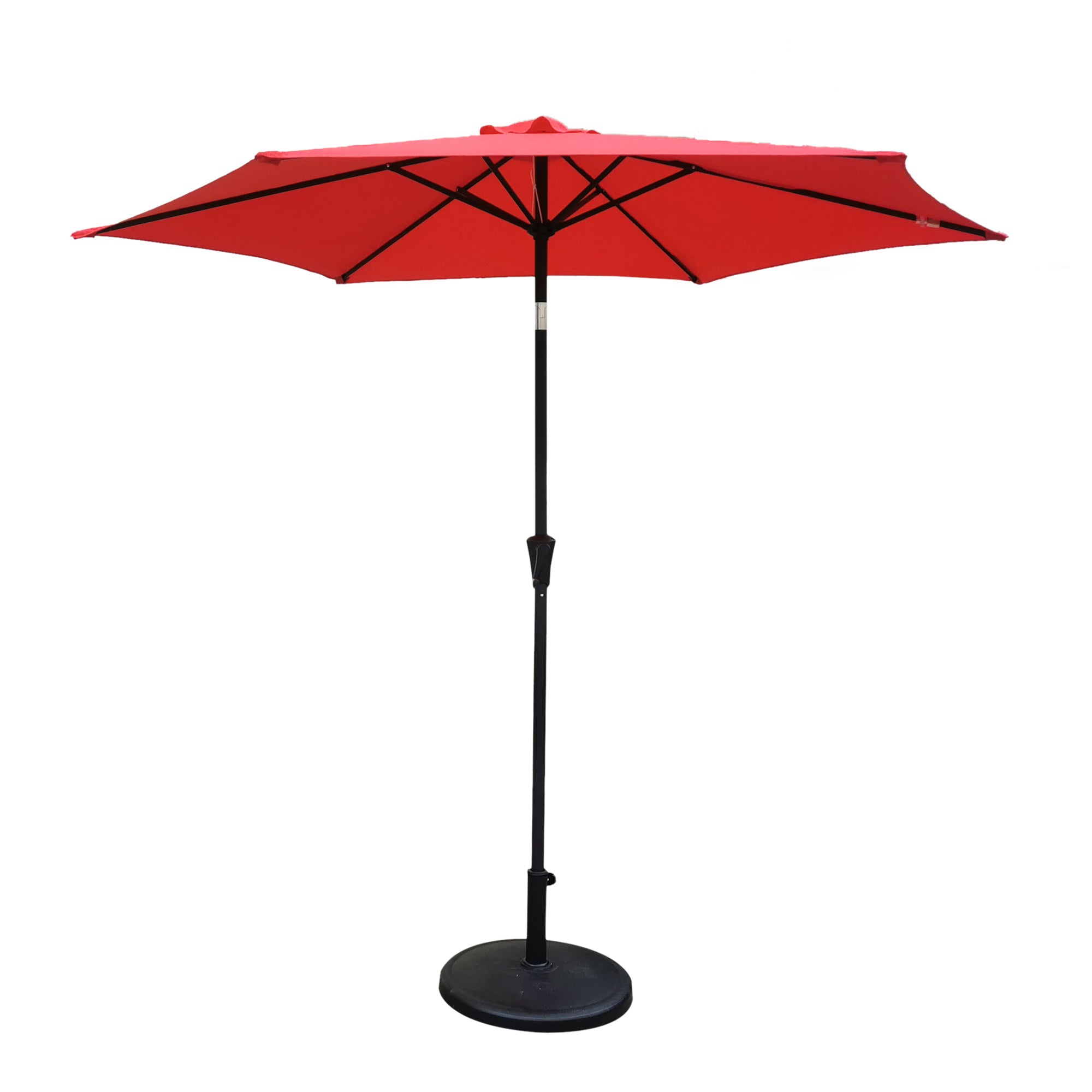 8.8 feet Outdoor Aluminum Patio Umbrella, Patio Umbrella, Market Umbrella with 42 pounds Round Resin Umbrella Base, Push Button Tilt and Crank lift, Red