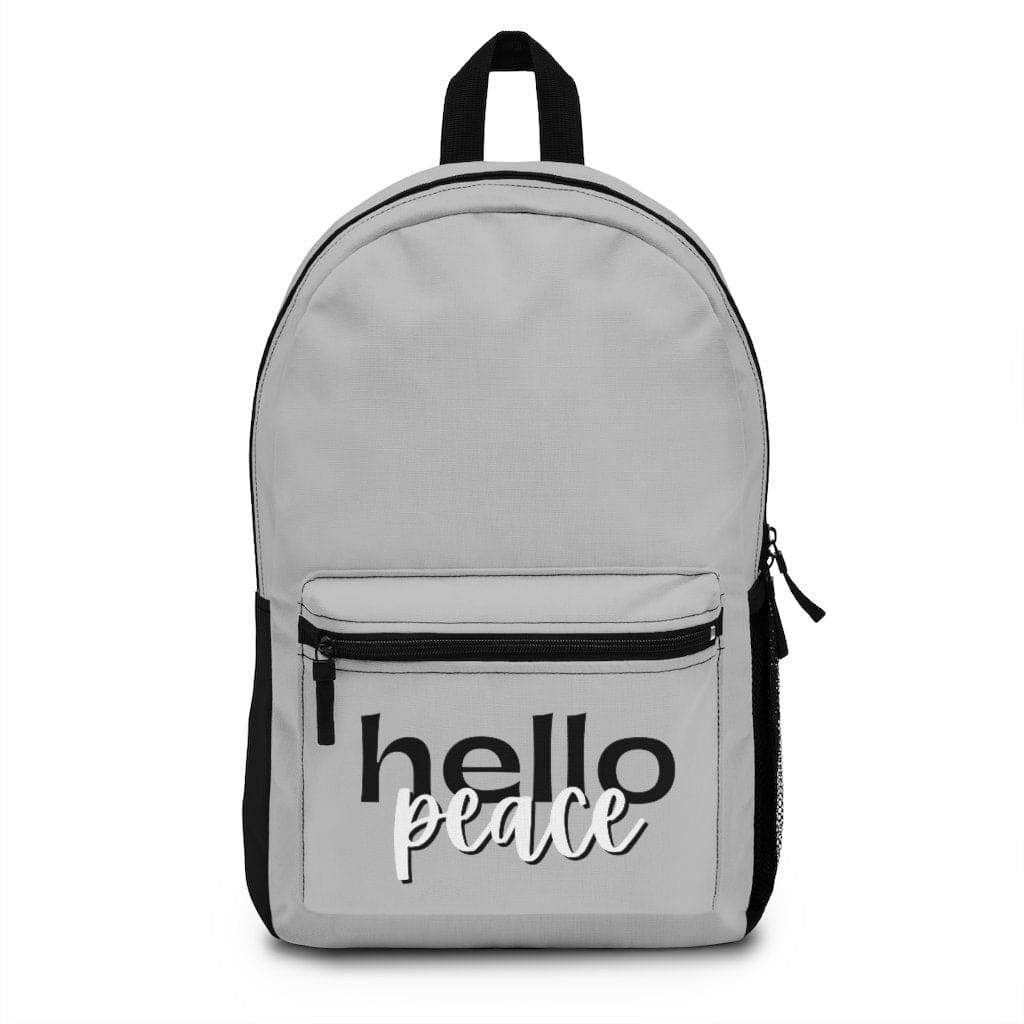 Backpack - Large Water-resistant Bag, Grey And Black Hello Peace