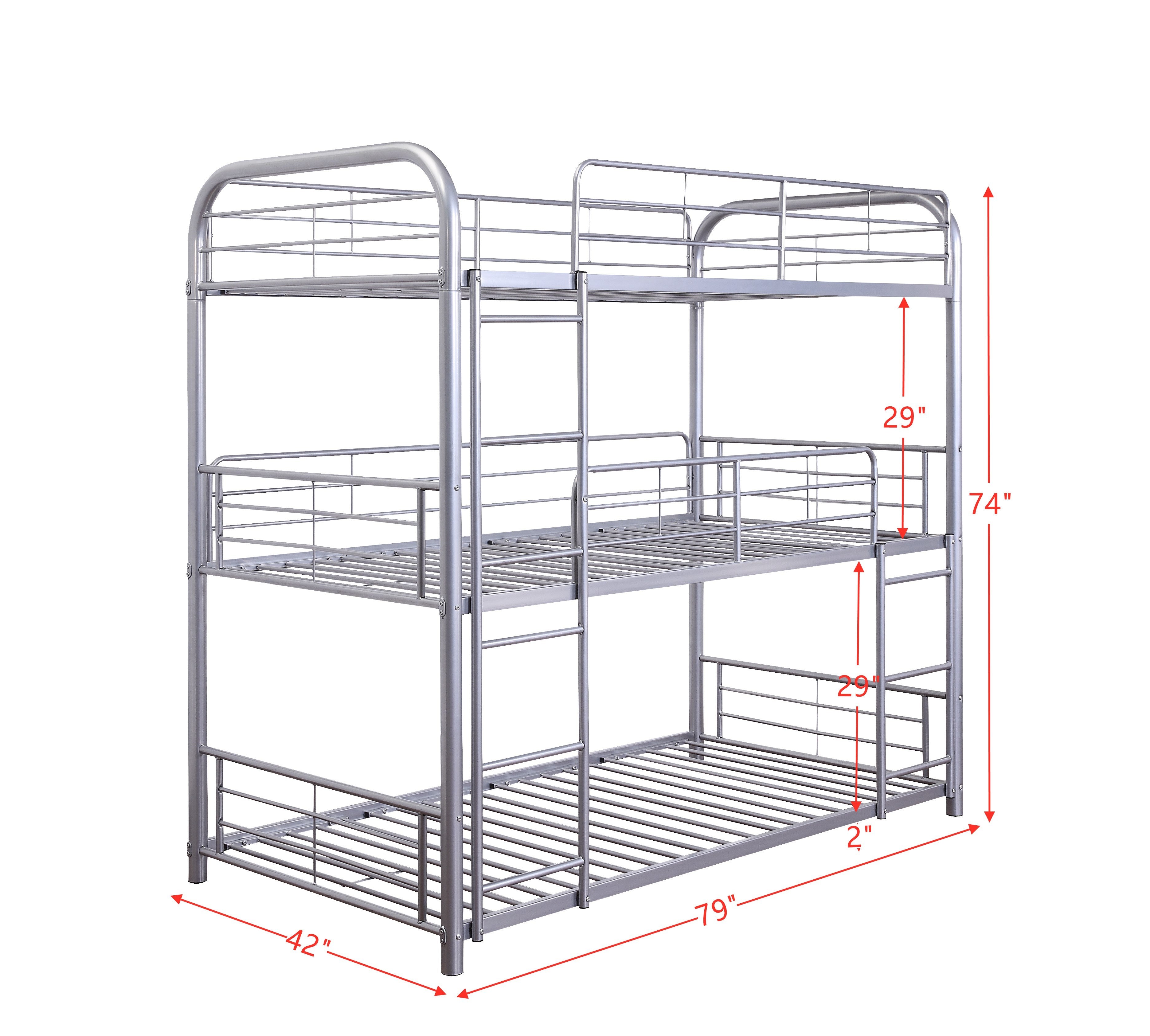 ACME Cairo Bunk Bed - Triple Twin in Silver 38100