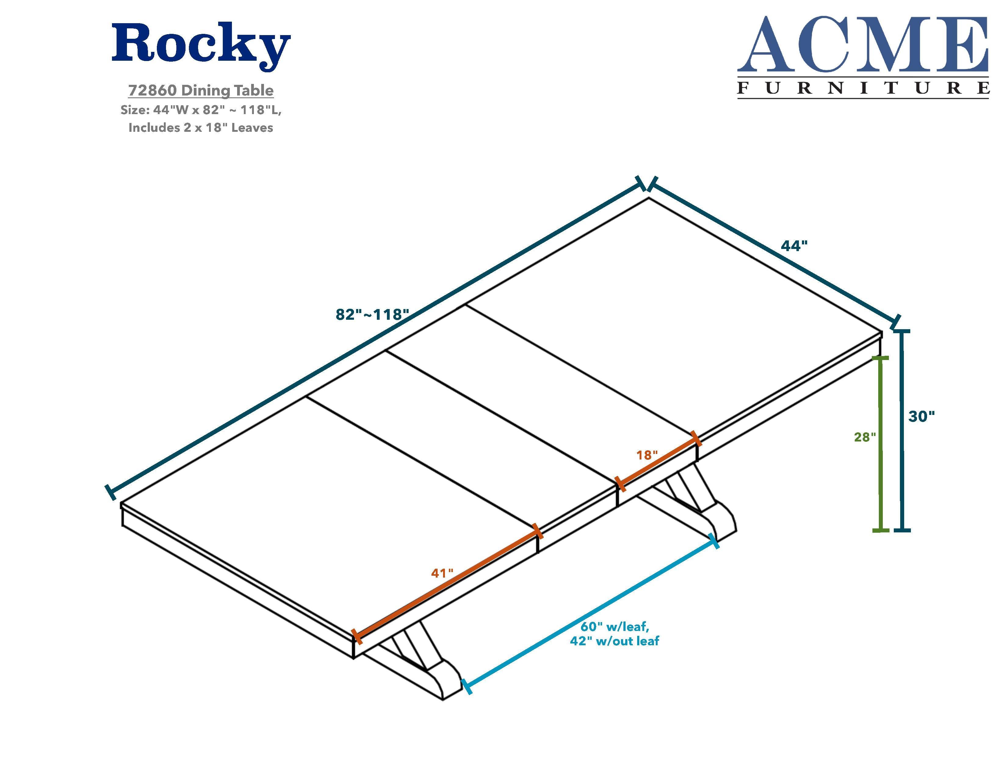 ACME Rocky Dining Table in Gray Oak 72860