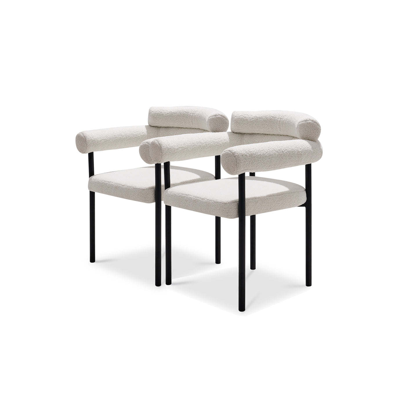 Off-white breathable fabric dining chair, set of 2