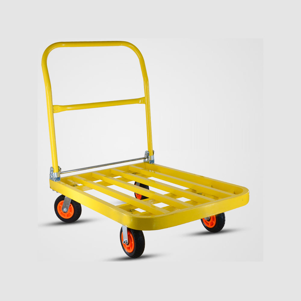 660 lbs. Capacity Steel Push Hand Truck Heavy-Duty Dolly Folding Foldable Moving Warehouse Platform Cart in Yellow