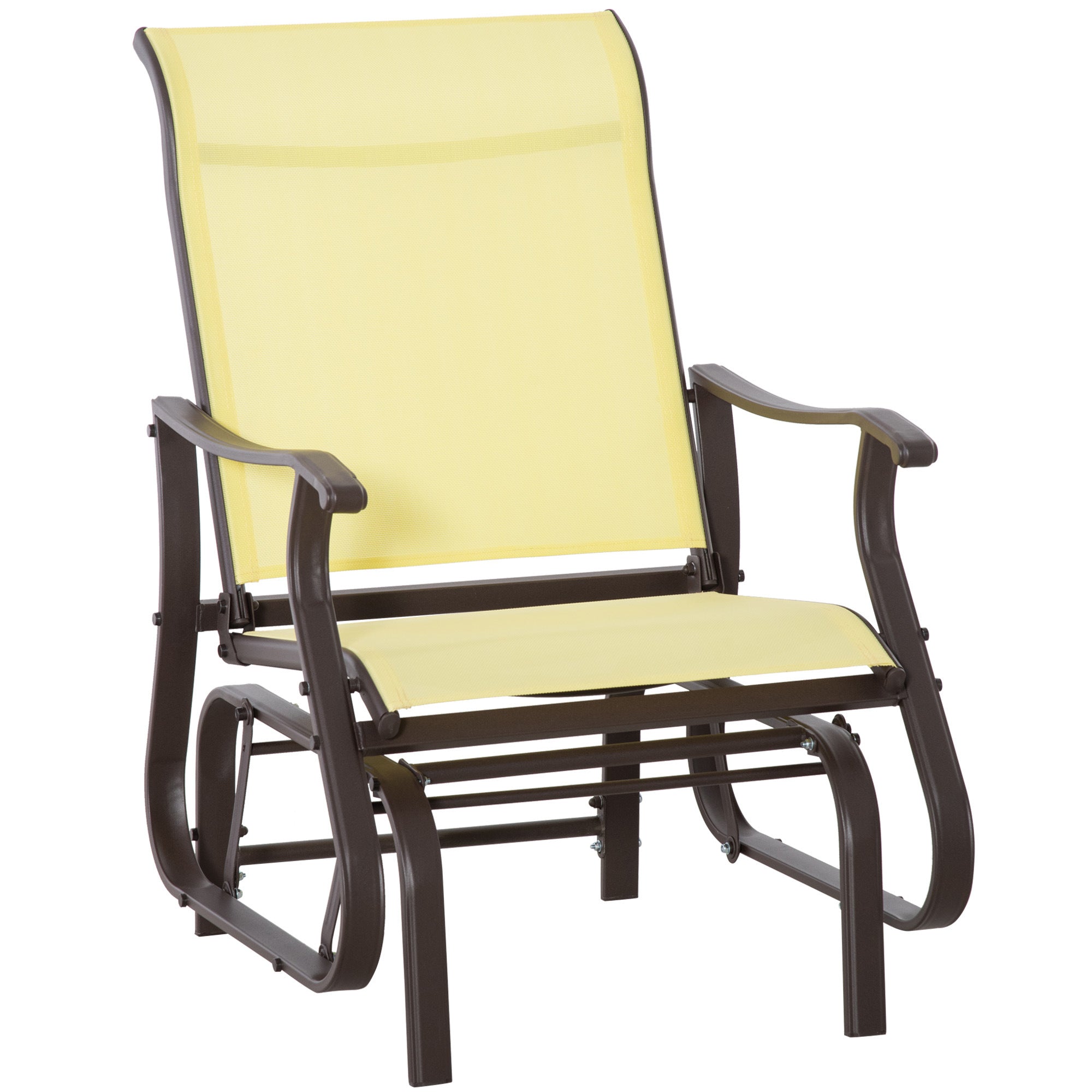Outdoor Swing Glider Chair, Patio Mesh Rocking Chair with Steel Frame for Backyard, Garden and Porch, Beige