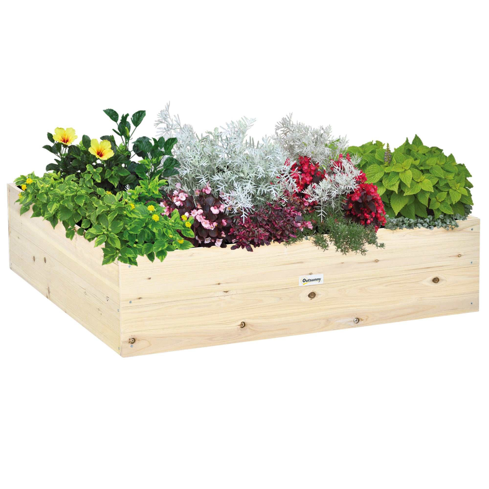 Wooden Raised Garden Bed Kit, Elevated Planter Box with Bed Liner for Backyard, Patio to Grow Vegetables, Herbs, and Flowers, 4' x 4' x 12"