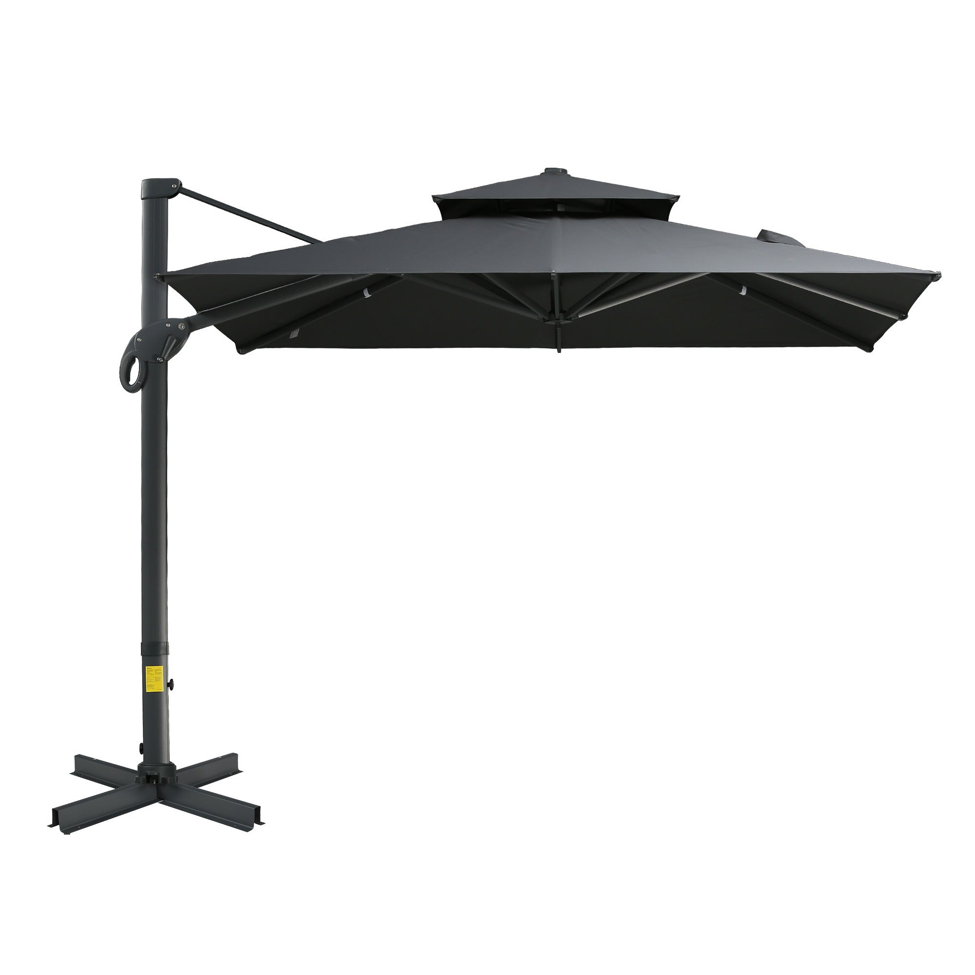 10ft Offset Patio Umbrella, Hanging Cantilever Umbrella, Square Shape, Aluminum Cross Base, Tilt, 360-Degree Rotation, Gray