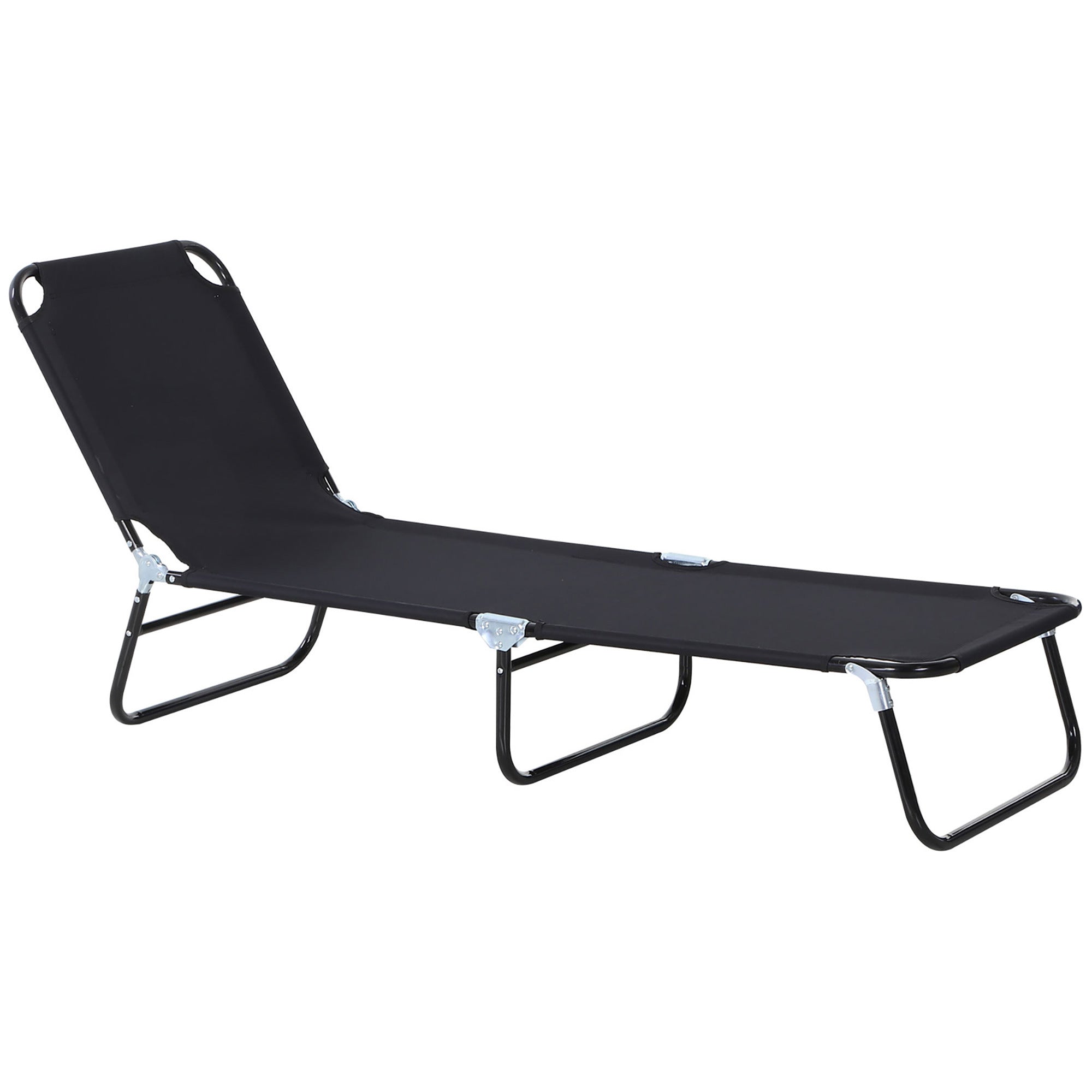 Folding Chaise Lounge Pool Chairs, Outdoor Sun Tanning Chairs, Reclining Back, Steel Frame & Breathable Mesh for Beach, Yard, Patio, Black