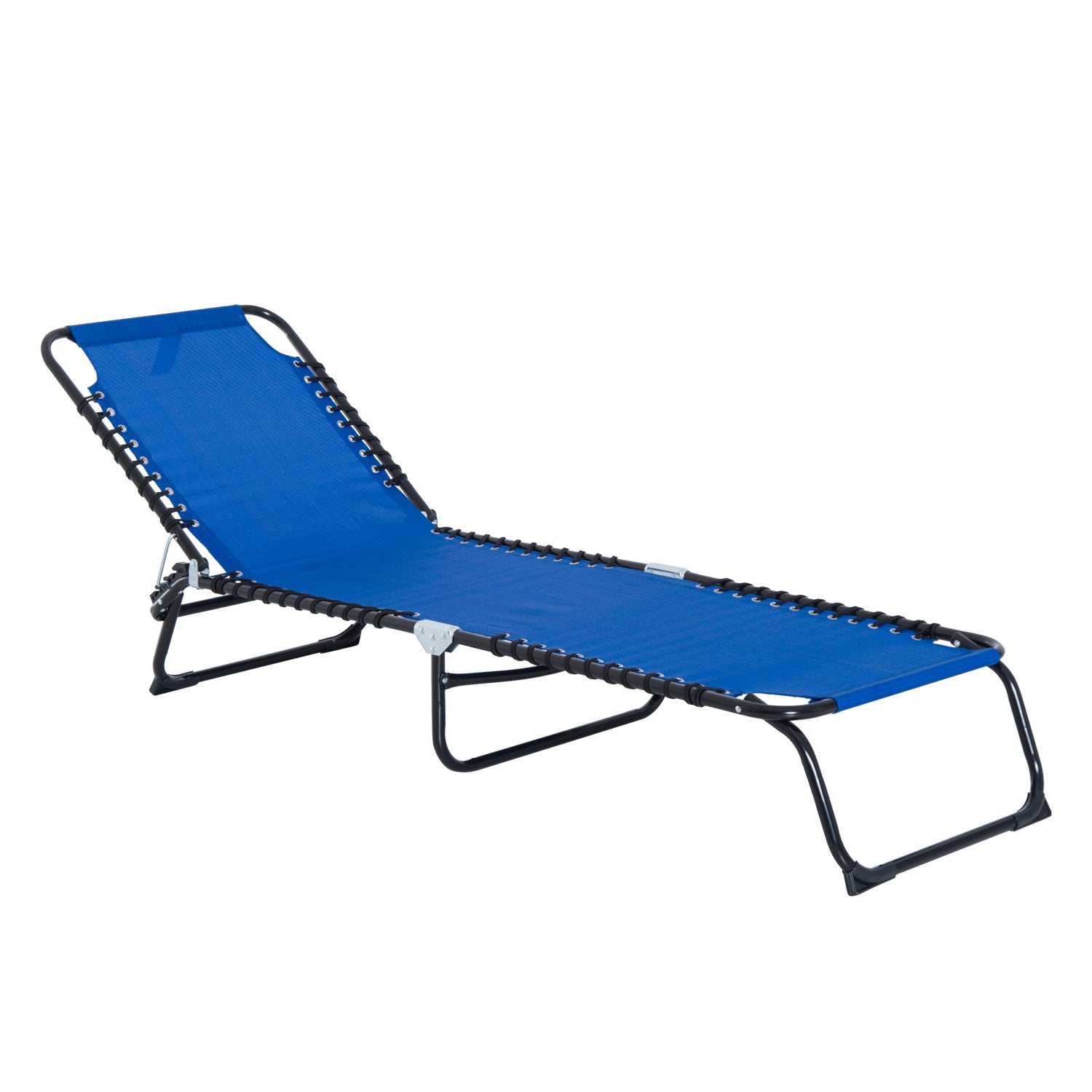 Folding Chaise Lounge Pool Chair, Patio Sun Tanning Chair, Outdoor Lounge Chair with 4-Position Reclining Back, Breathable Mesh Seat for Beach, Yard, Patio, Dark Blue