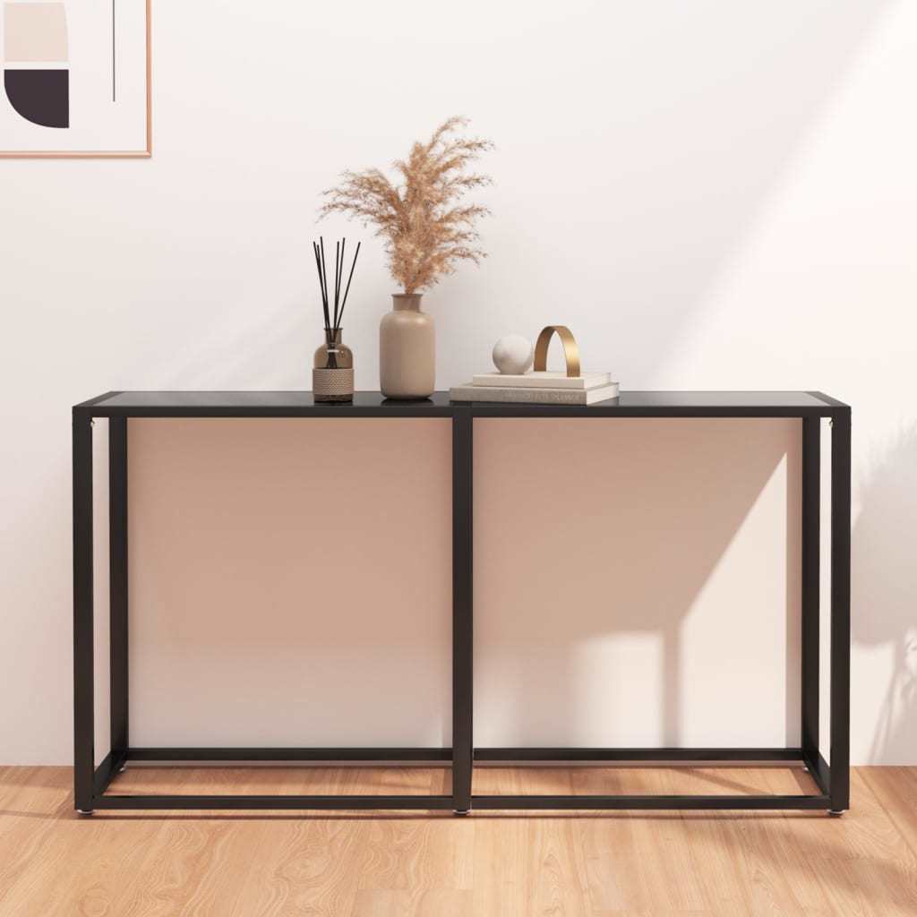 Console Table Black 55.1"x13.8"x29.7" Tempered Glass
