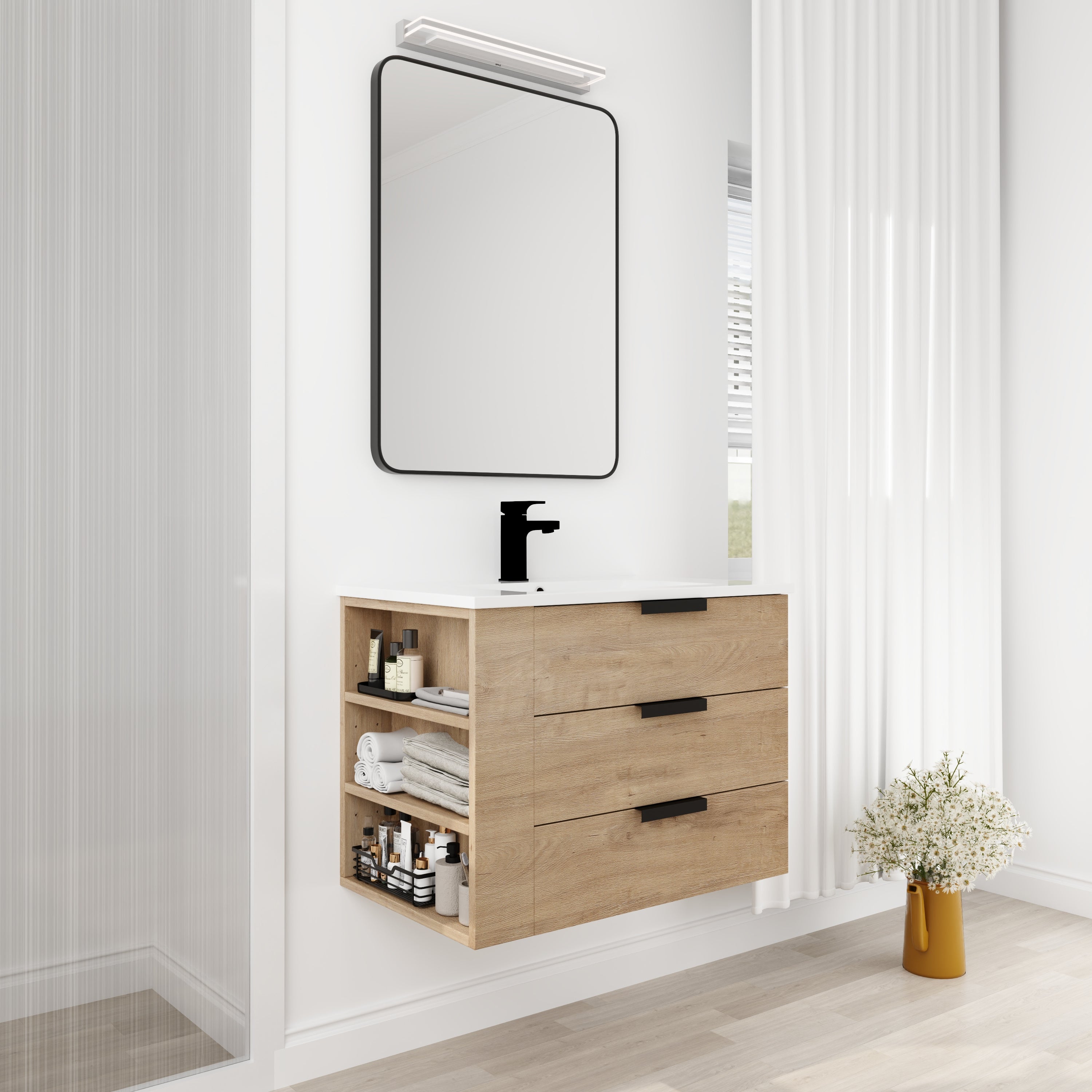 30 Inch Bathroom Vanity With Top(G-BVB01430LIMO-GRB3020MOWH)