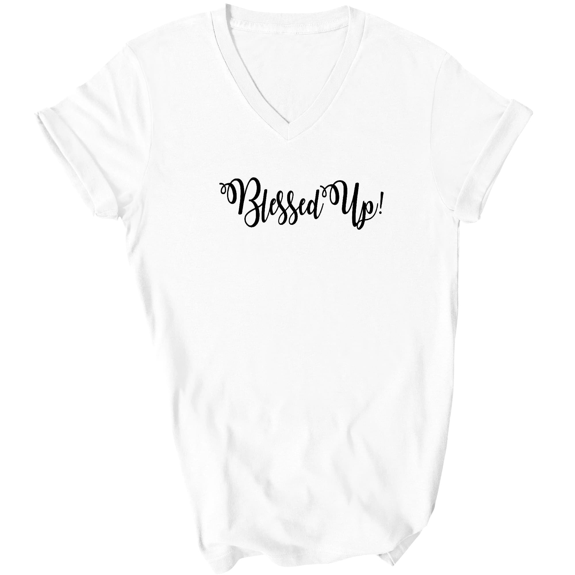 Blessed Up Quote Black Illustration Graphic V-neck T-shirt