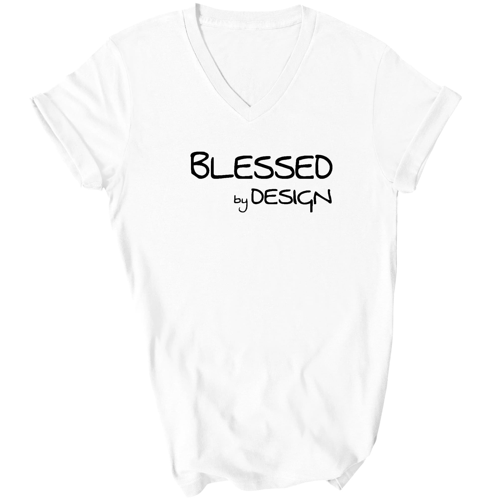Blessed By Design - Inspirational Affirmation - Black Graphic V-neck