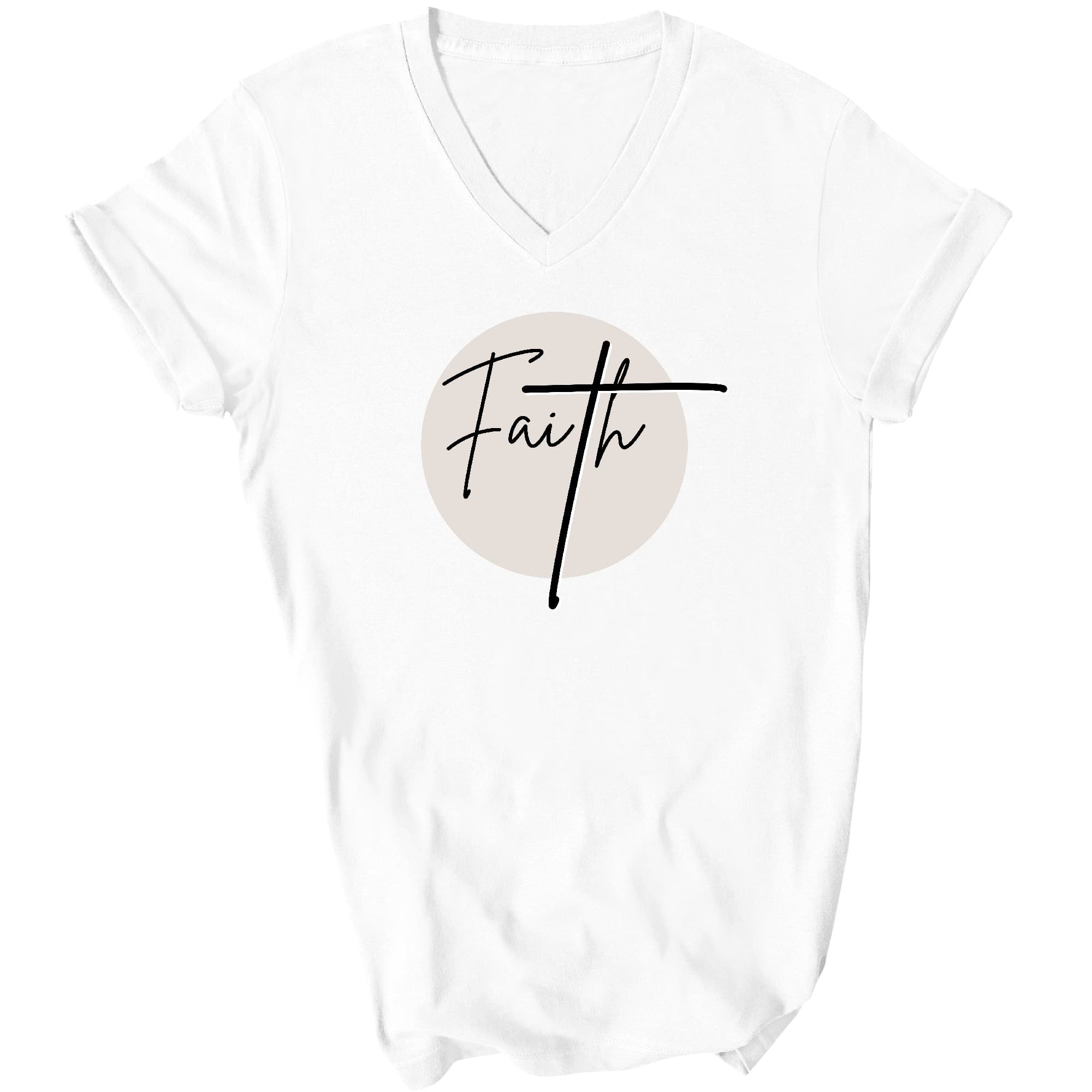 Faith - Christian Affirmation - Black And Beige Graphic V-neck