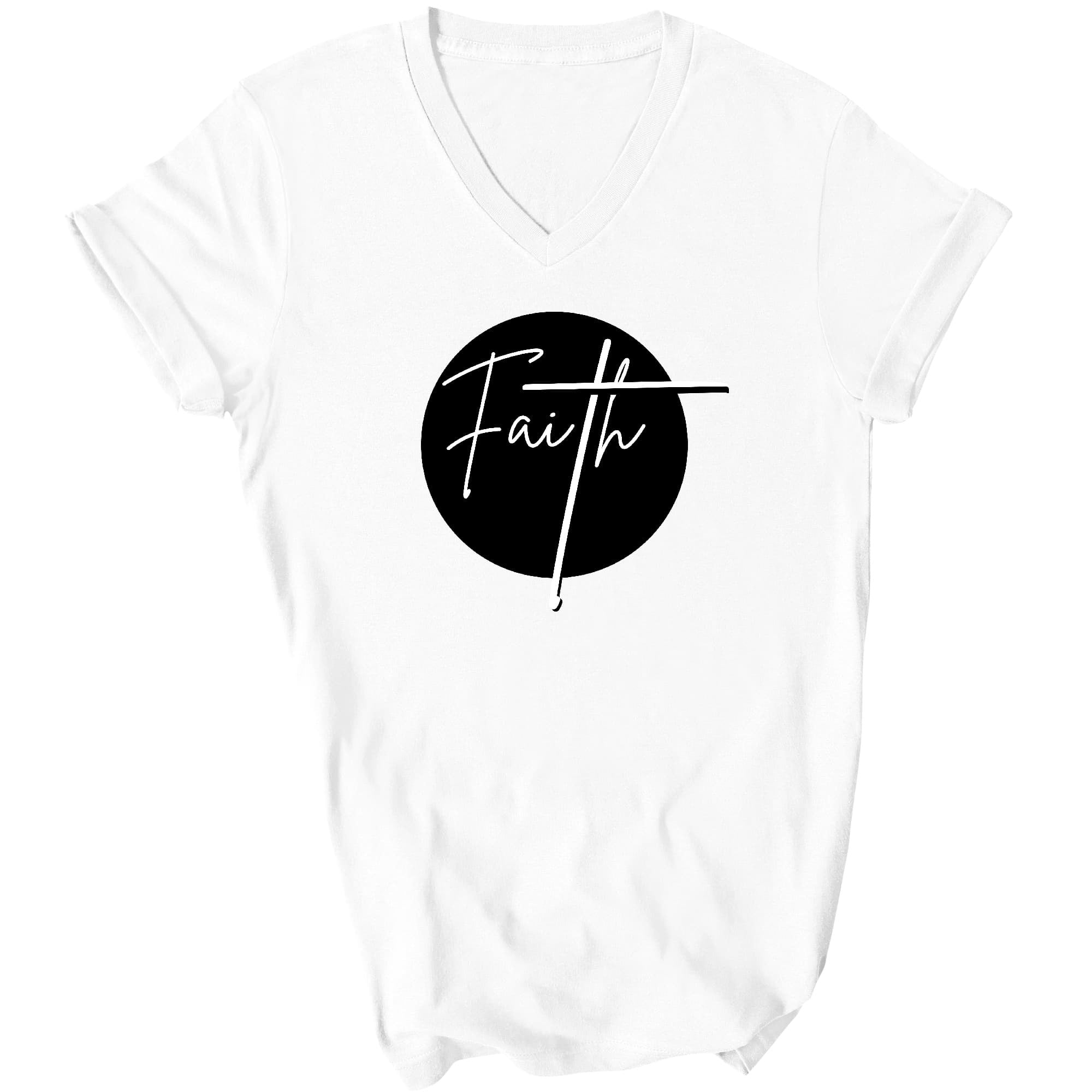 Faith - Christian Affirmation - Black And White Graphic V-neck