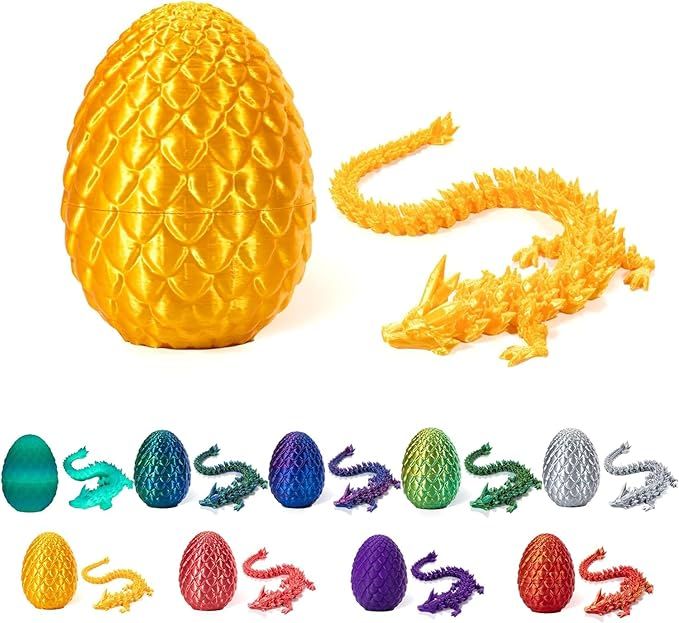 3D Printed Dragon In Egg,Full Articulated Dragon Crystal Dragon With Dragon Egg,Flexible Joints Home Decor Executive Desk Toys,Home Office Decor Execu