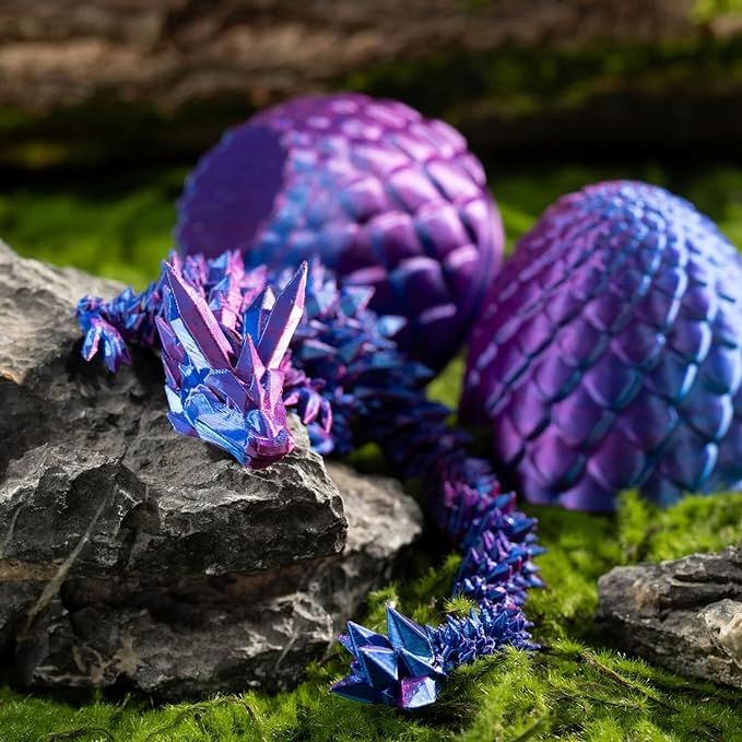 3D Printed Dragon In Egg,Full Articulated Dragon Crystal Dragon With Dragon Egg,Flexible Joints Home Decor Executive Desk Toys,Home Office Decor Execu
