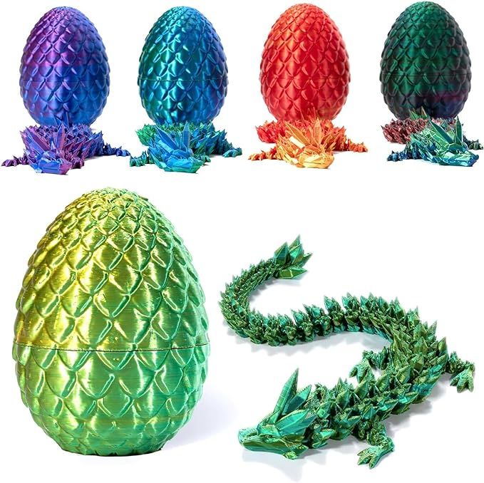 3D Printed Dragon In Egg,Full Articulated Dragon Crystal Dragon With Dragon Egg,Flexible Joints Home Decor Executive Desk Toys,Home Office Decor Execu