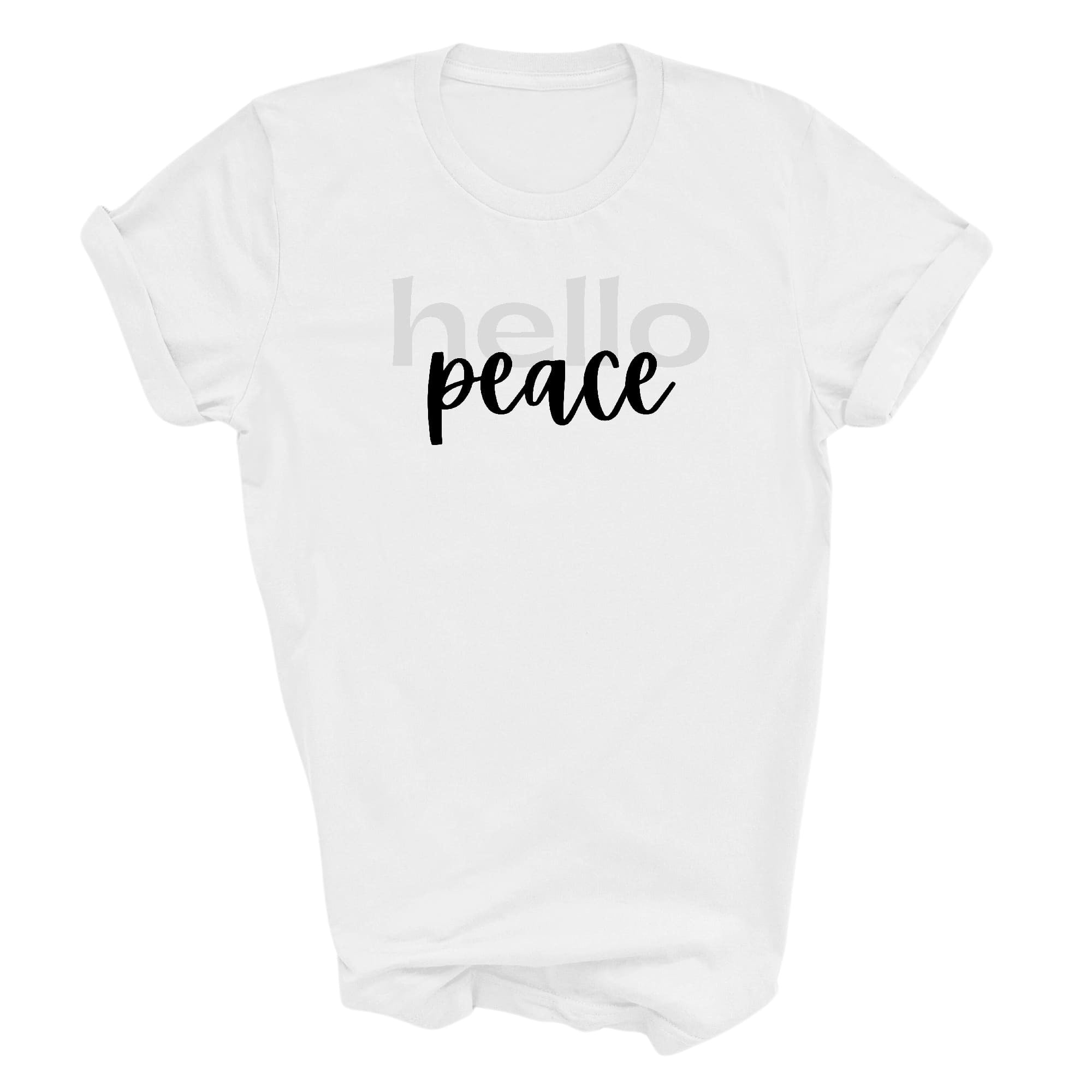 Graphic Tee T-shirt Hello Peace Motivational Peaceful Aspiration -