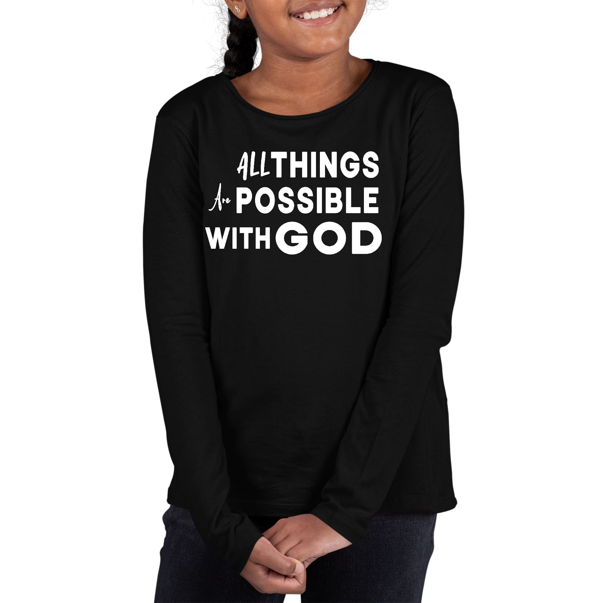Girls Graphic T-shirt, All Things Are Possible With God