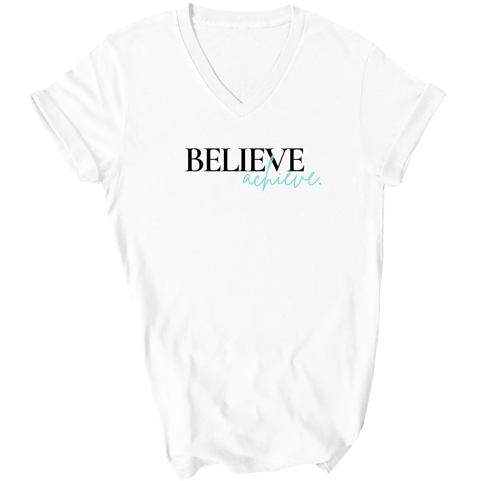 Believe And Achieve - Inspirational Motivation - Black Graphic V-neck