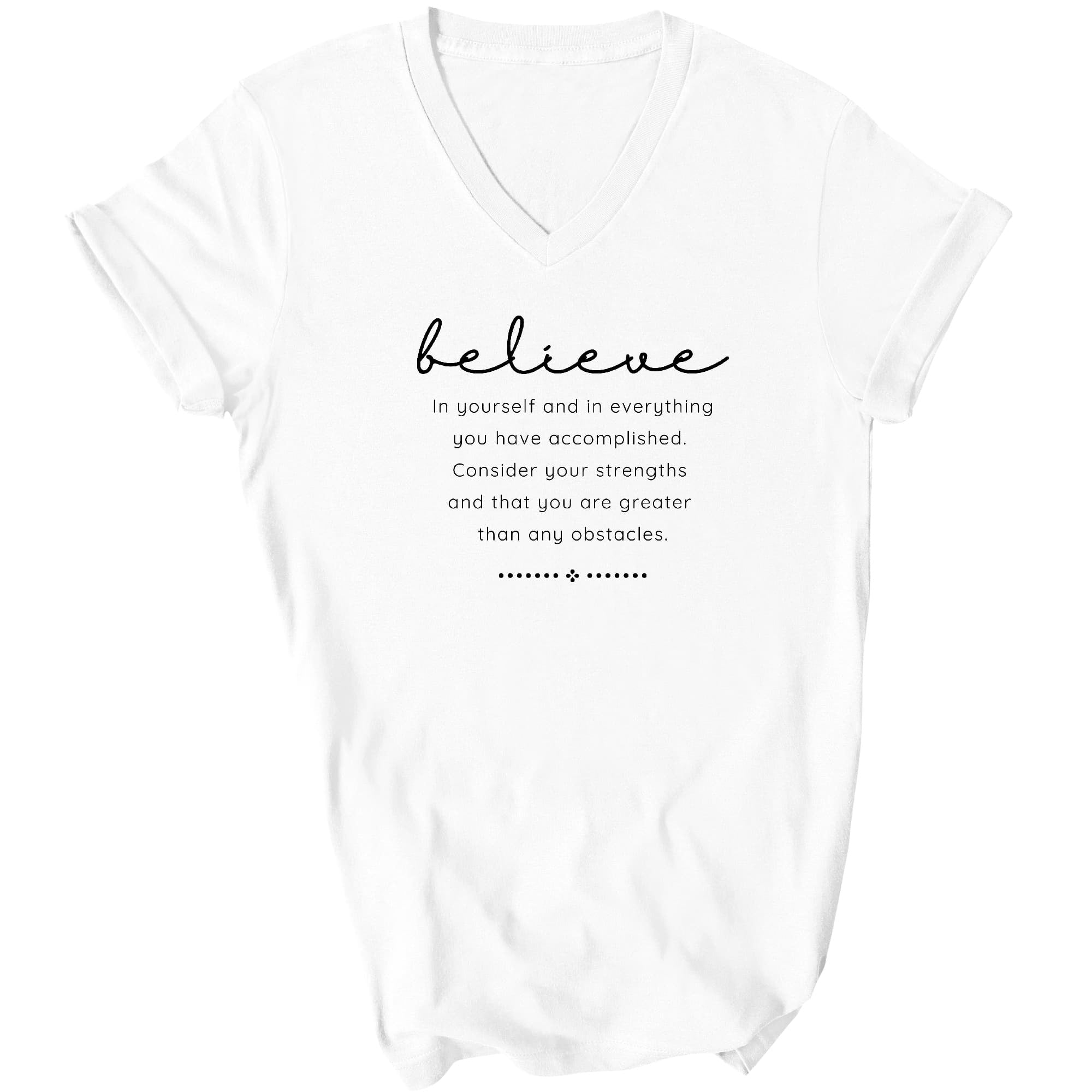 Believe In Yourself - Inspirational Motivation - Black Graphic V-neck