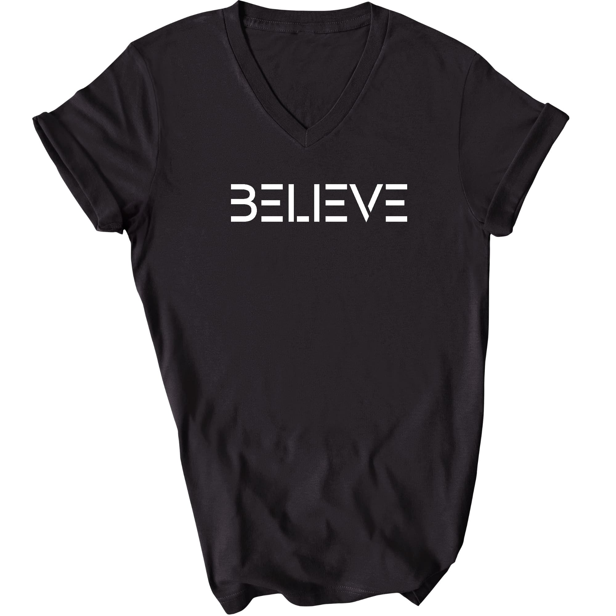 Believe - Inspirational Motivation Mens V-neck T-shirt