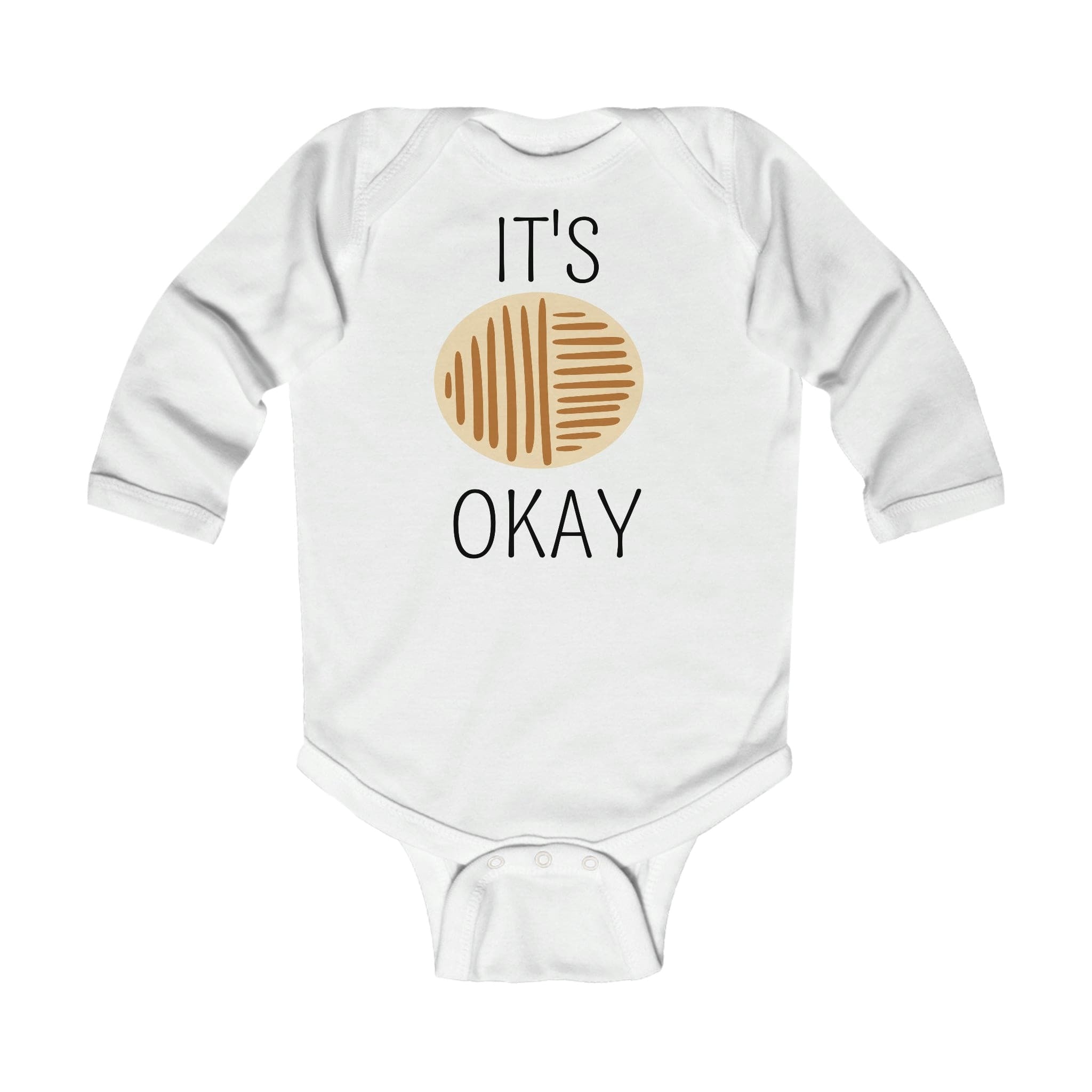 Infant Long Sleeve Bodysuit, Say It Soul, Its Okay, Black And Brown Line Art Positive Affirmation