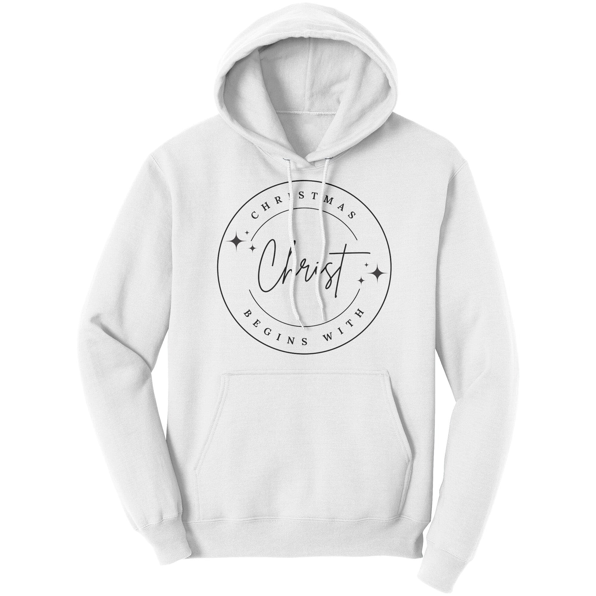 Graphic Hoodie Christmas Begins With Christ Christian Shirt Black