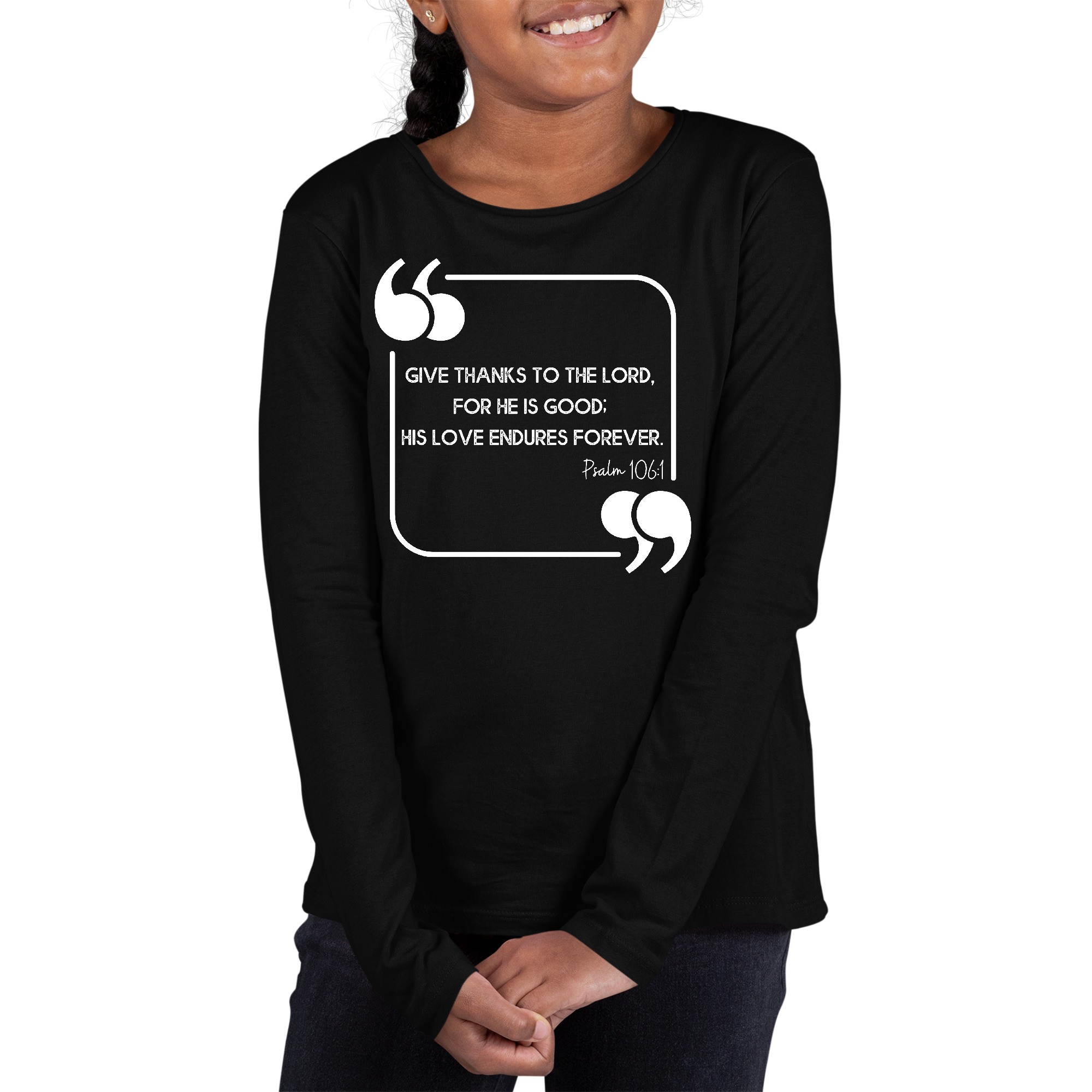 Girls Graphic T-Shirt, Give Thanks To The Lord