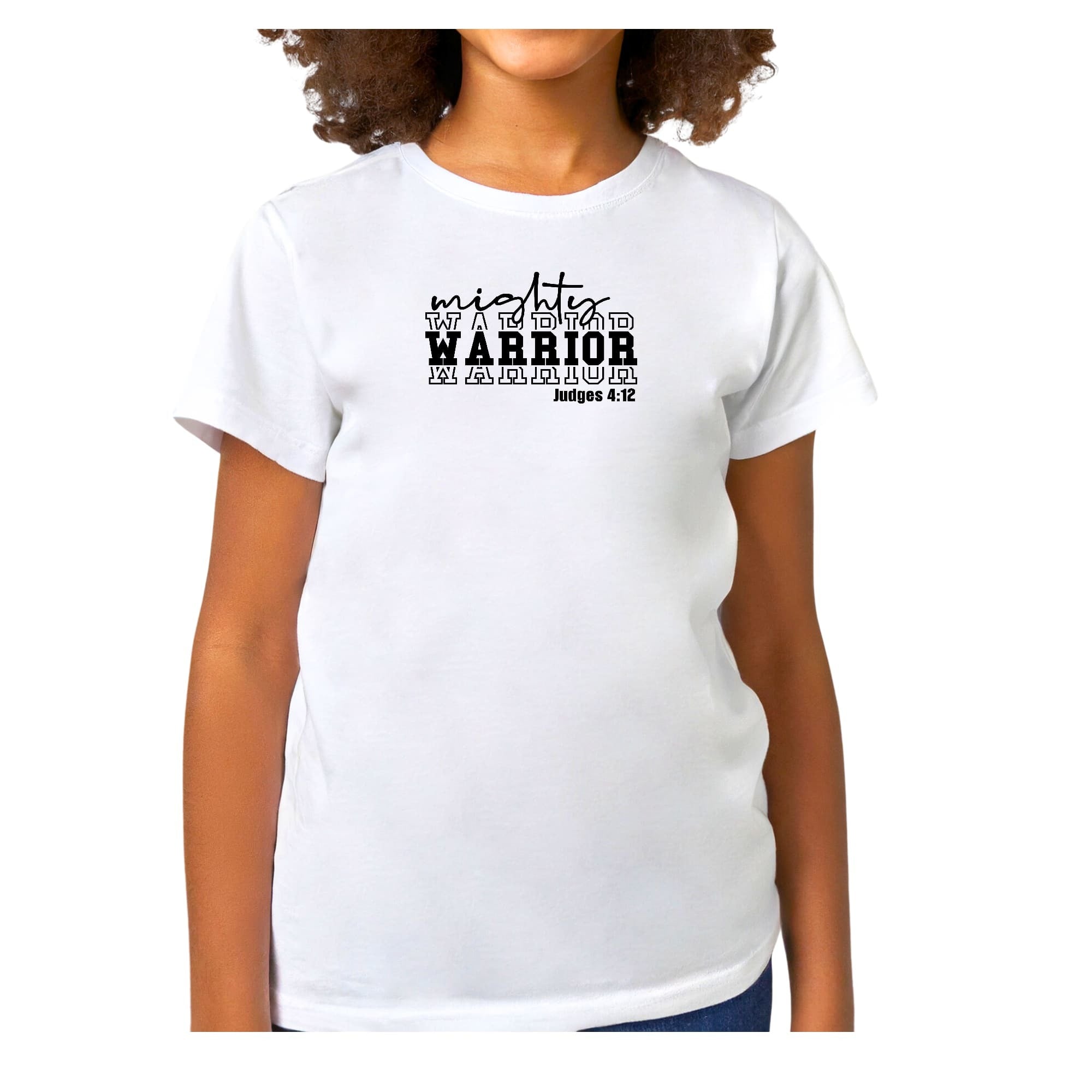 Girls T-shirt, Mighty Warrior Black Illustration