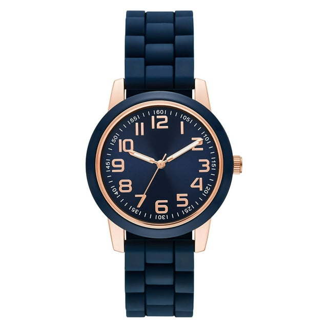 Time and Tru Women's Navy Bezel Watch with Silicone Strap