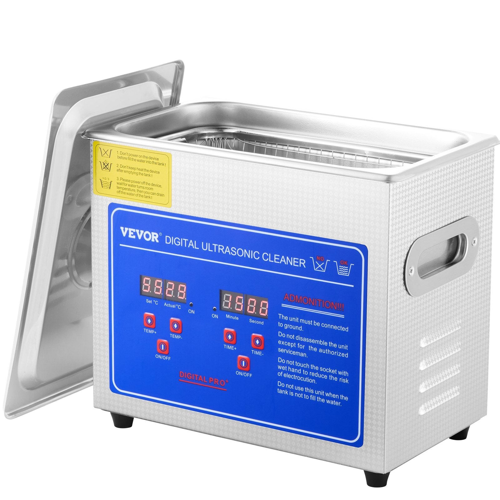 VEVOR Ultrasonic Cleaner with Digital Timer & Heater, Professional Ultra Sonic Jewelry Cleaner, Stainless Steel Heated Cleaning Machine for Glasses Wa