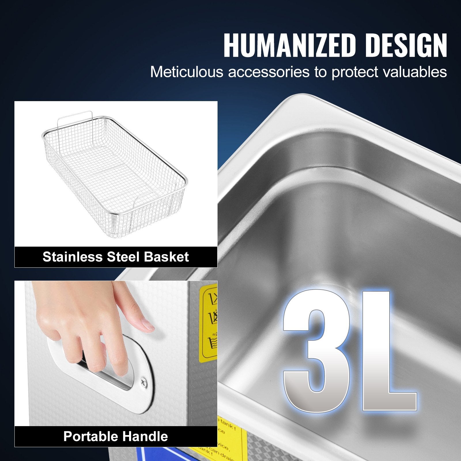 VEVOR Ultrasonic Cleaner with Digital Timer & Heater, Professional Ultra Sonic Jewelry Cleaner, Stainless Steel Heated Cleaning Machine for Glasses Wa