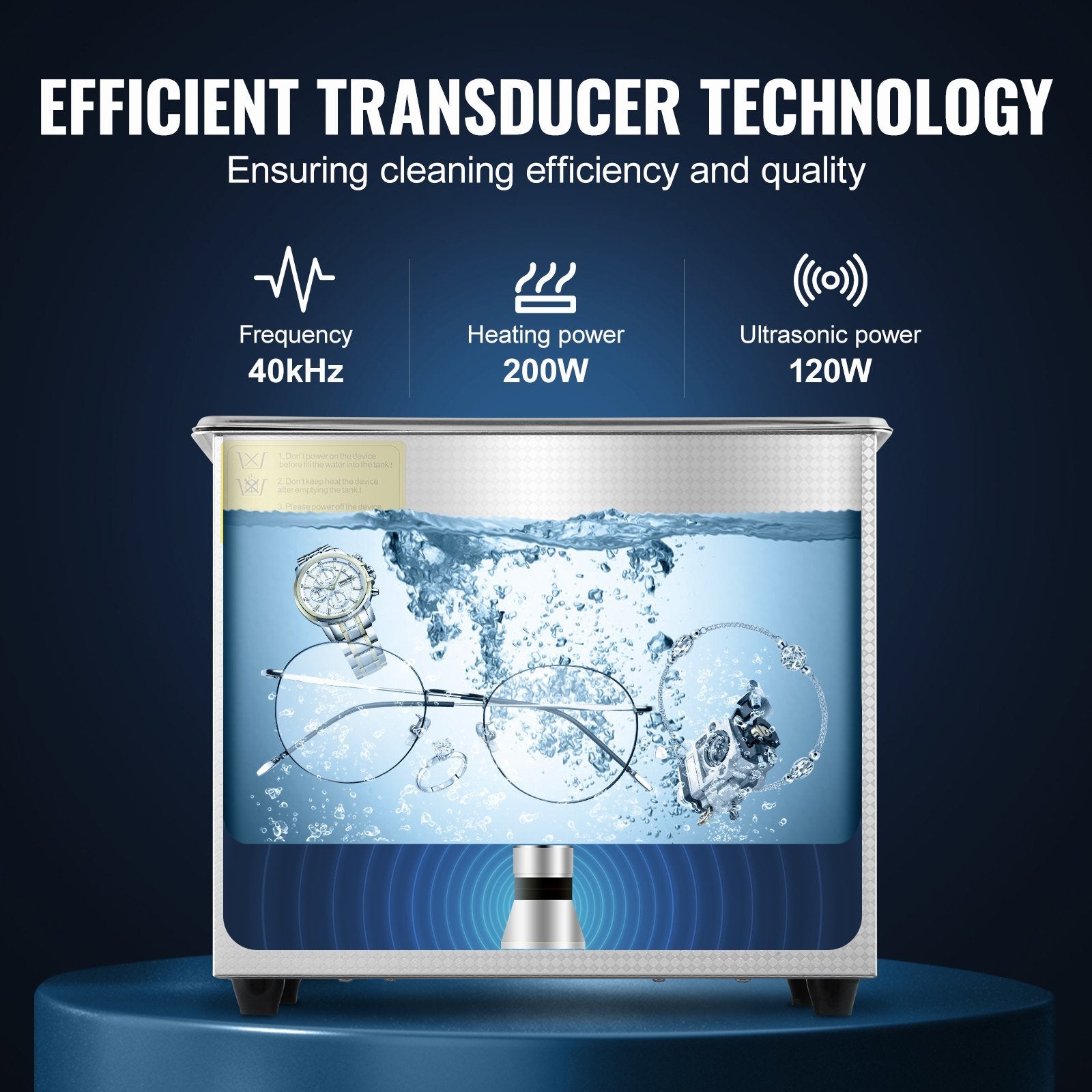 VEVOR Ultrasonic Cleaner with Digital Timer & Heater, Professional Ultra Sonic Jewelry Cleaner, Stainless Steel Heated Cleaning Machine for Glasses Wa