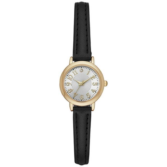 Time and Tru Women's Gold Tone Watch with Faux Leather Strap