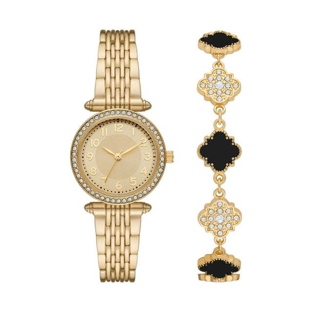 Ladies' Time and Tru Gold Tone Watch and Bracelet Set