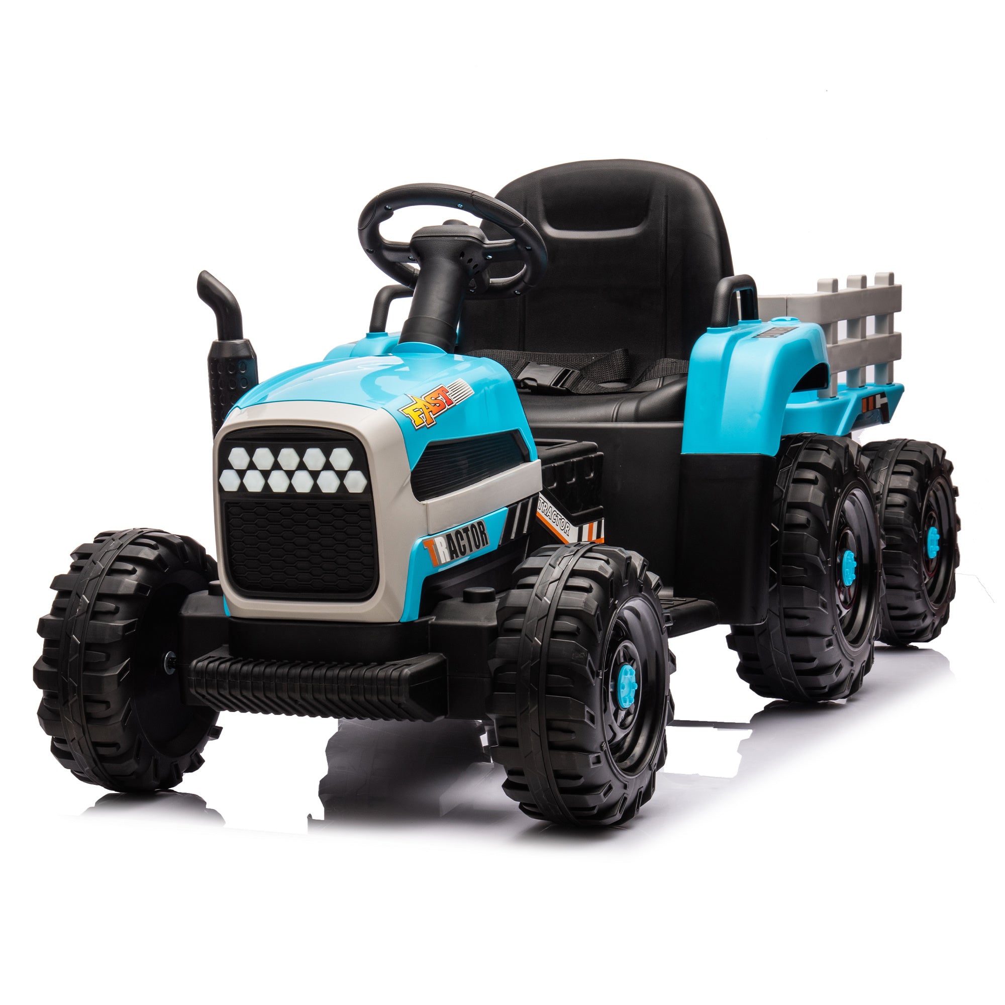 Ride on Tractor with Trailer,24V Battery Powered Electric Tractor Toy, 200w*2motor 1.86-4.97MPH/Remote Control,electric car for kids,Three speed adjus