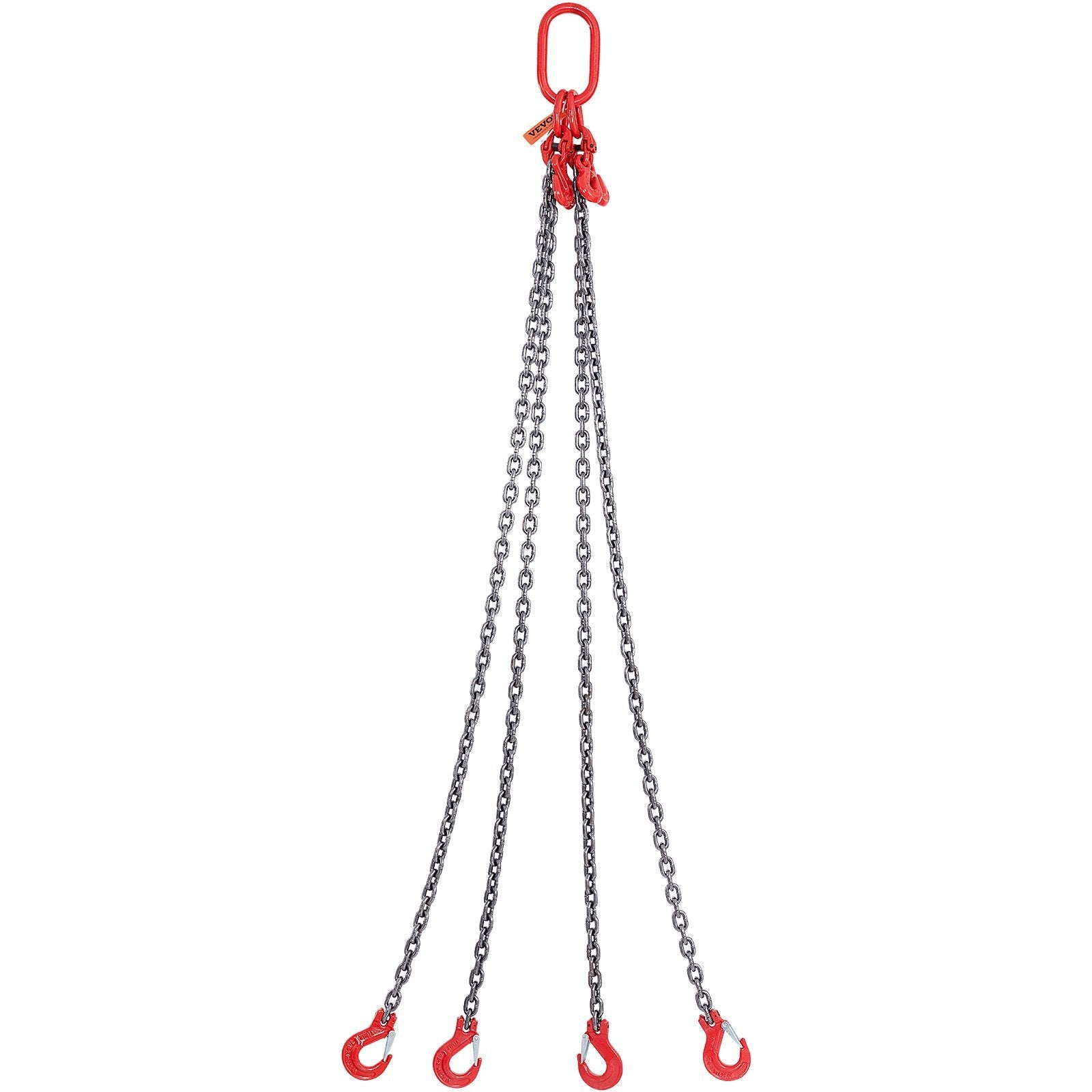 VEVOR Chain Sling, 11000 lbs Weight Capacity, 5/16'' x 5' G80 Lifting Chain with Grab Hooks, DOT Certified, Blackening Coating Manganese Steel & Adjus