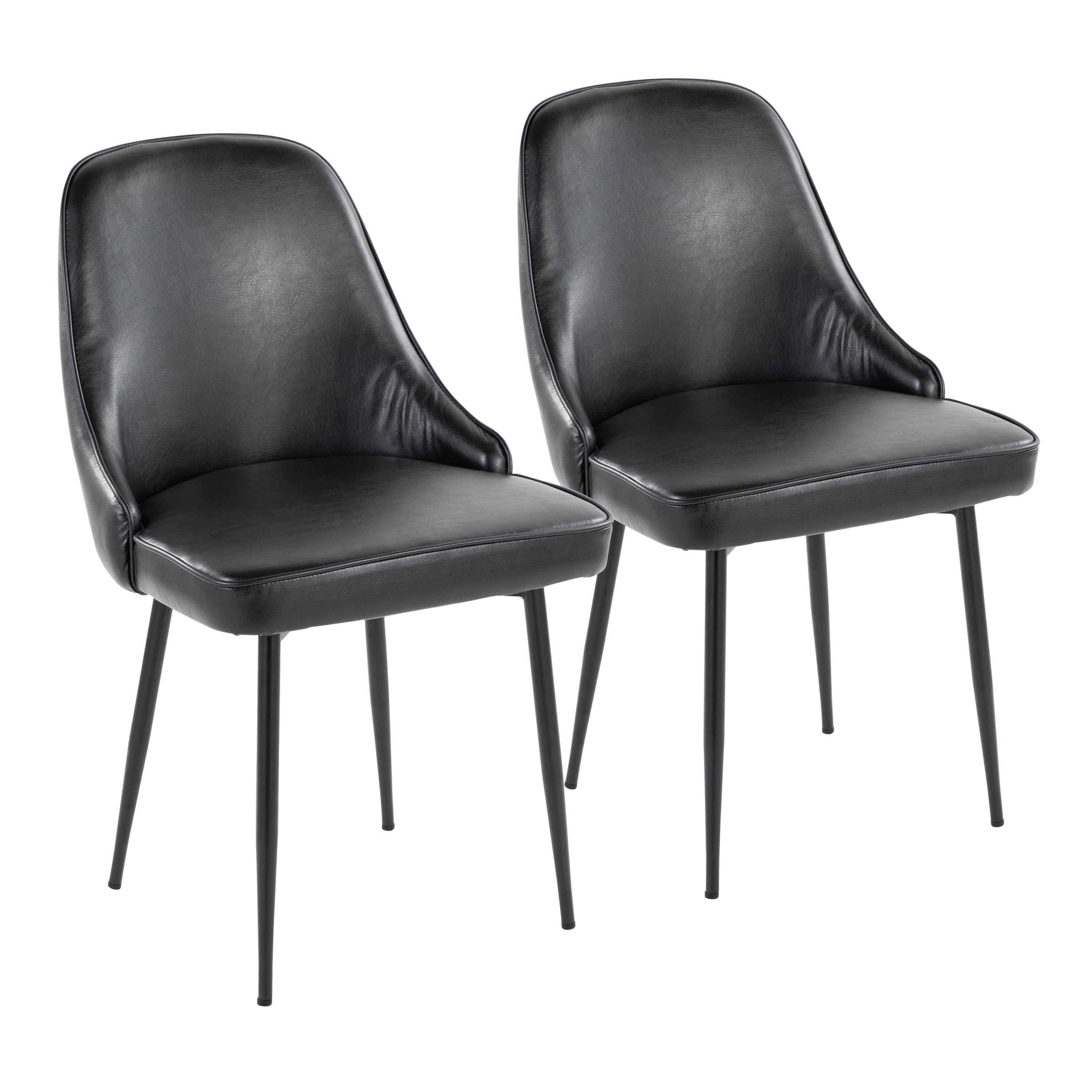 Marcel Contemporary Dining Chair with Black Frame and Black Faux Leather by LumiSource - Set of 2