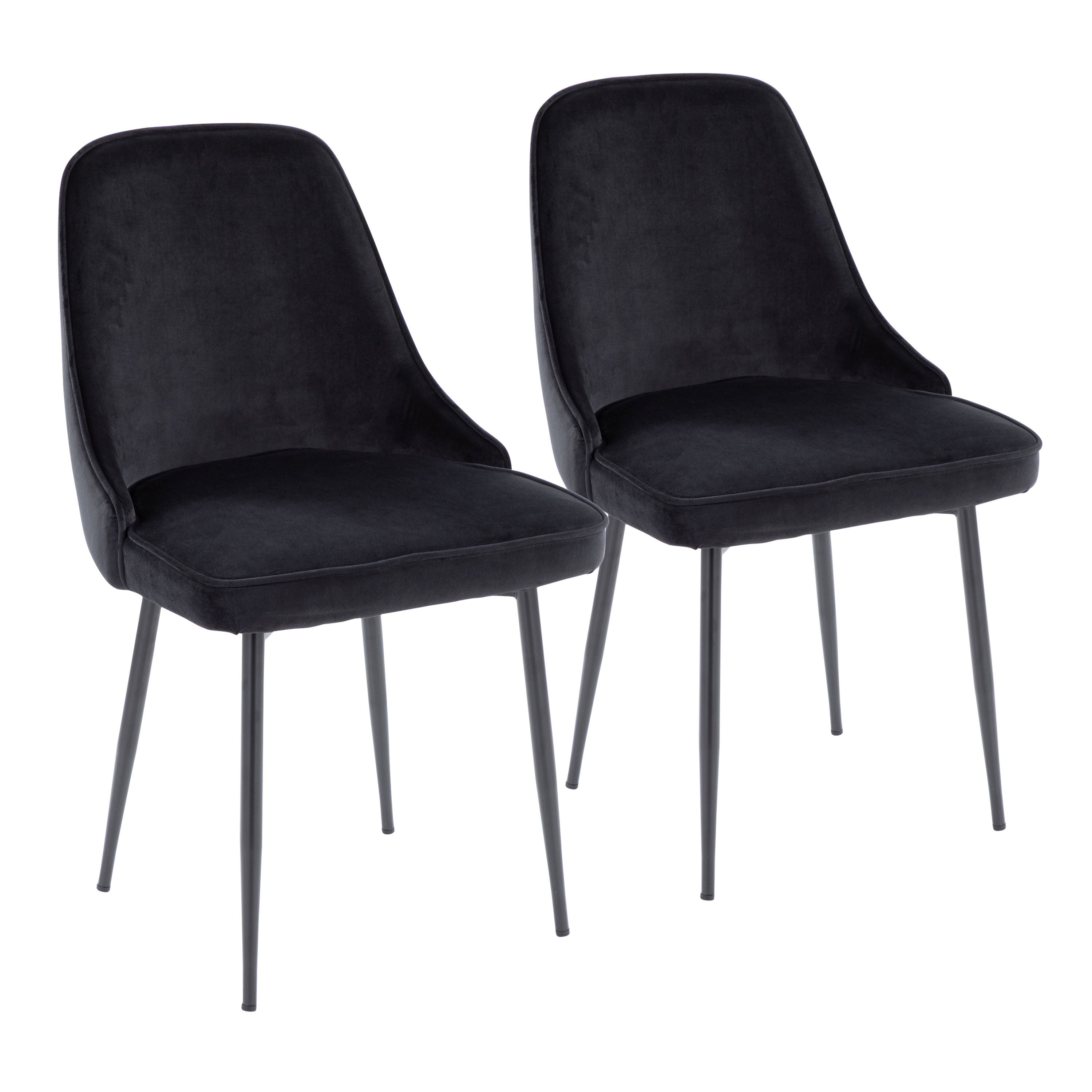 Marcel Contemporary Dining Chair with Black Frame and Black Velvet Fabric by LumiSource - Set of 2