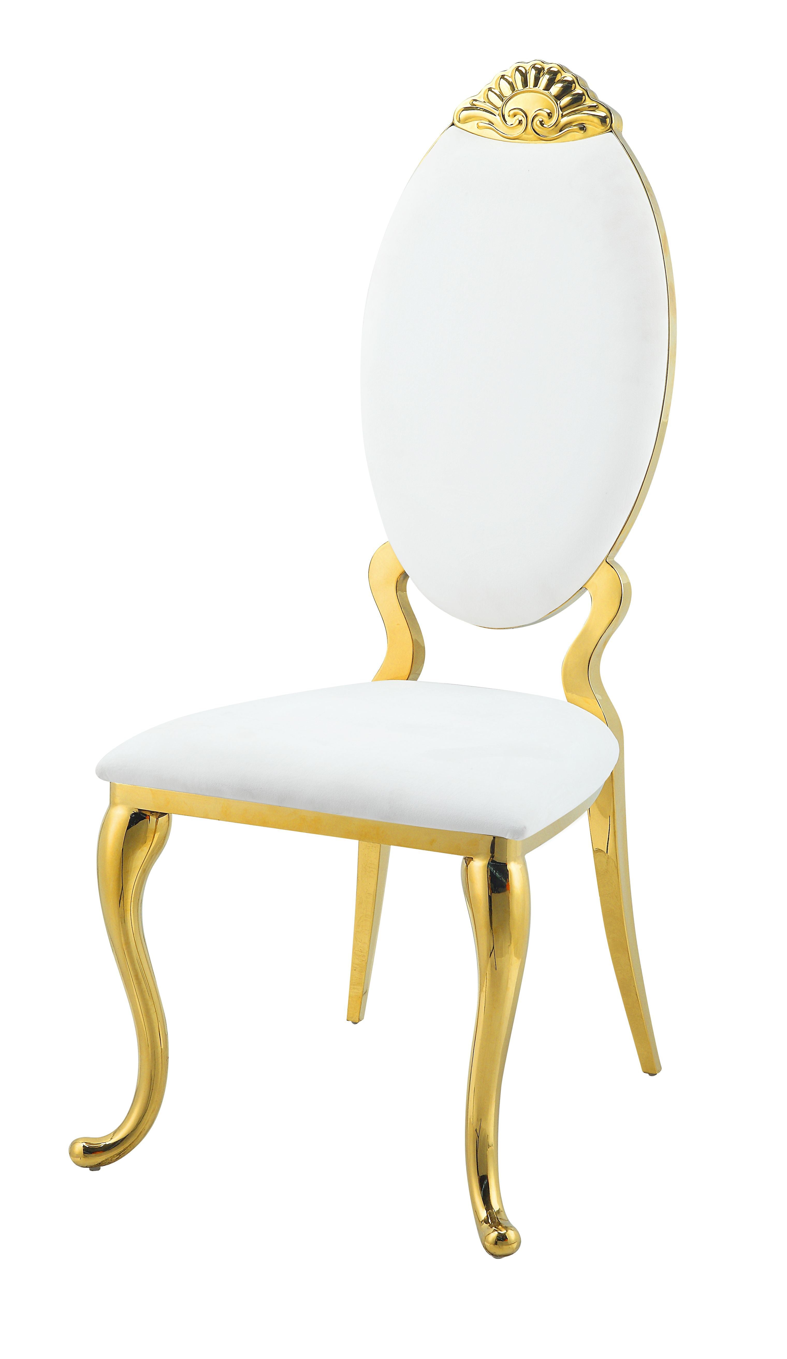 ACME Fallon Side Chair(Set-2), White PU & Mirroed Gold Finish DN01190