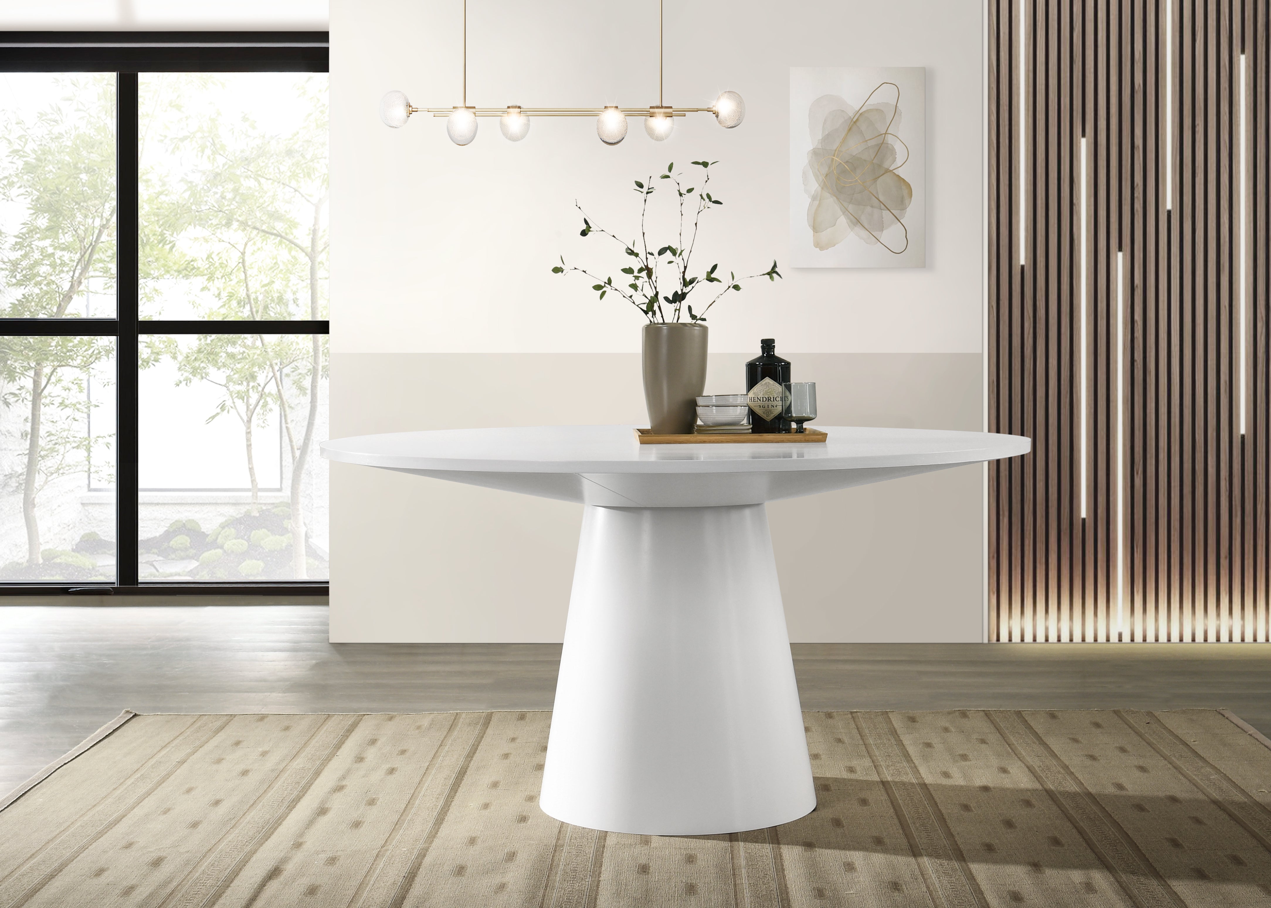 Jasper White 59" Wide Contemporary Round Dining Table