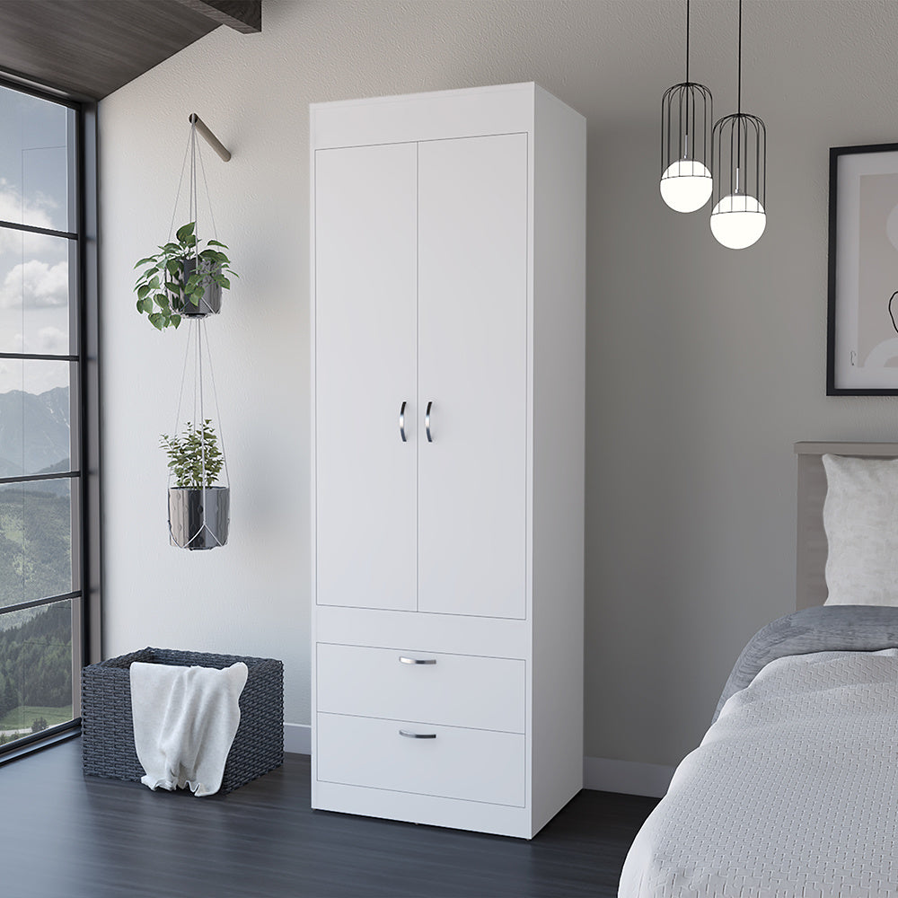 Armoire Tarento,Two Drawers, White Finish