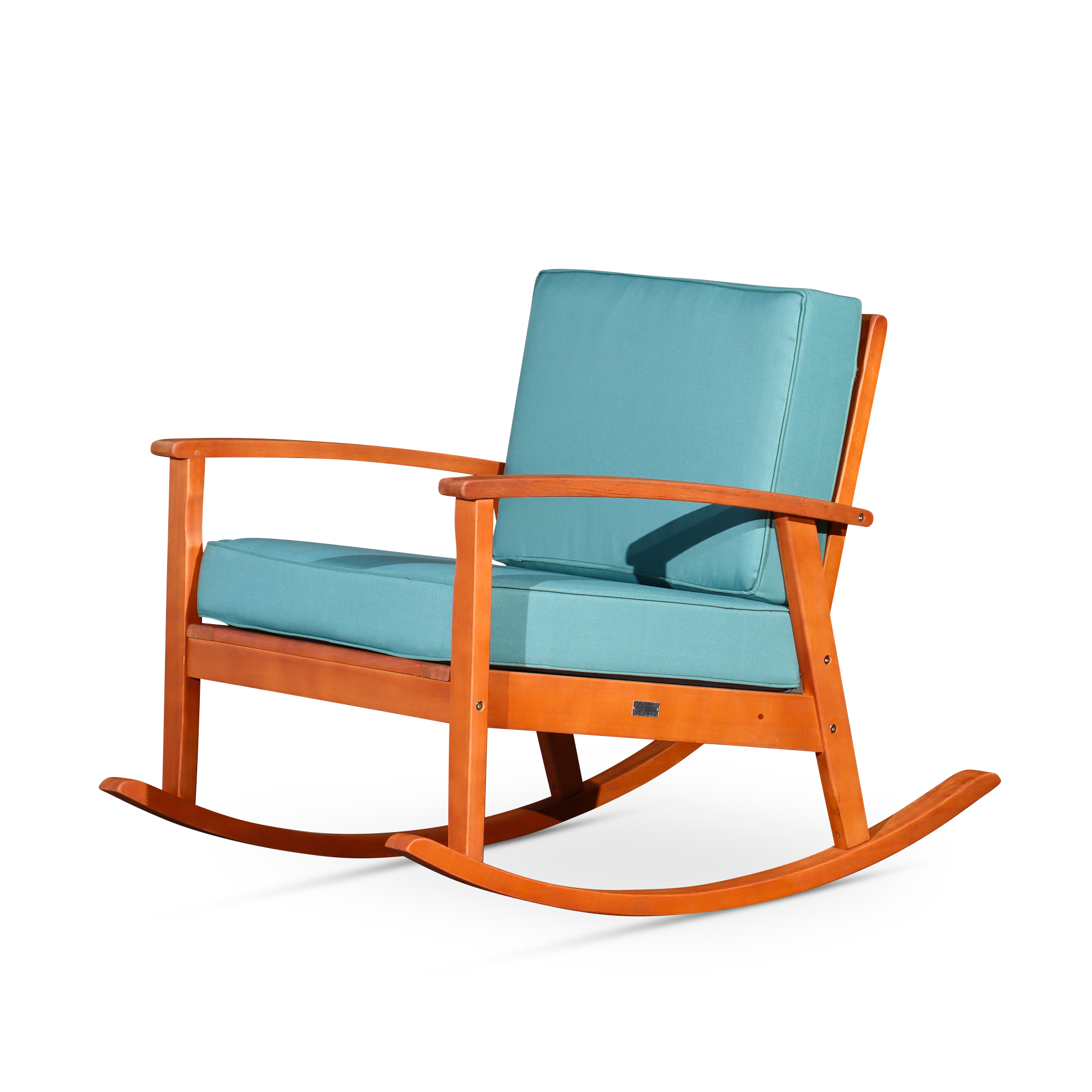 Eucalyptus Rocking Chair with Cushions, Natural Oil Finish, Sage Cushions