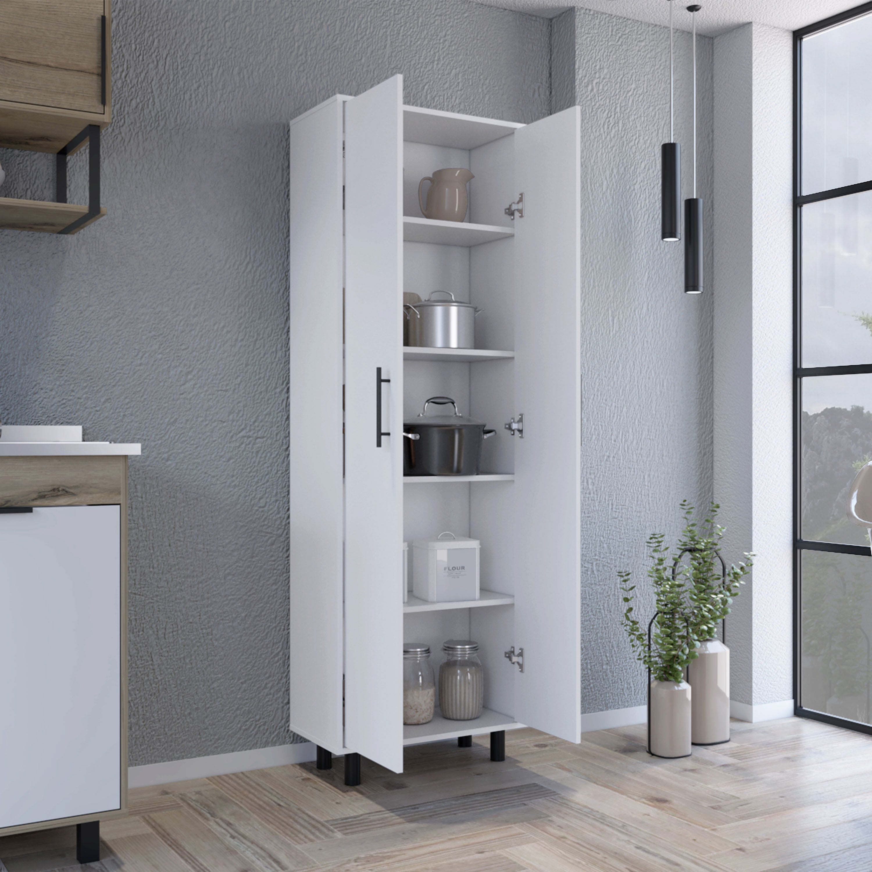 Multistorage Manacor, Five Shelves, White Finish