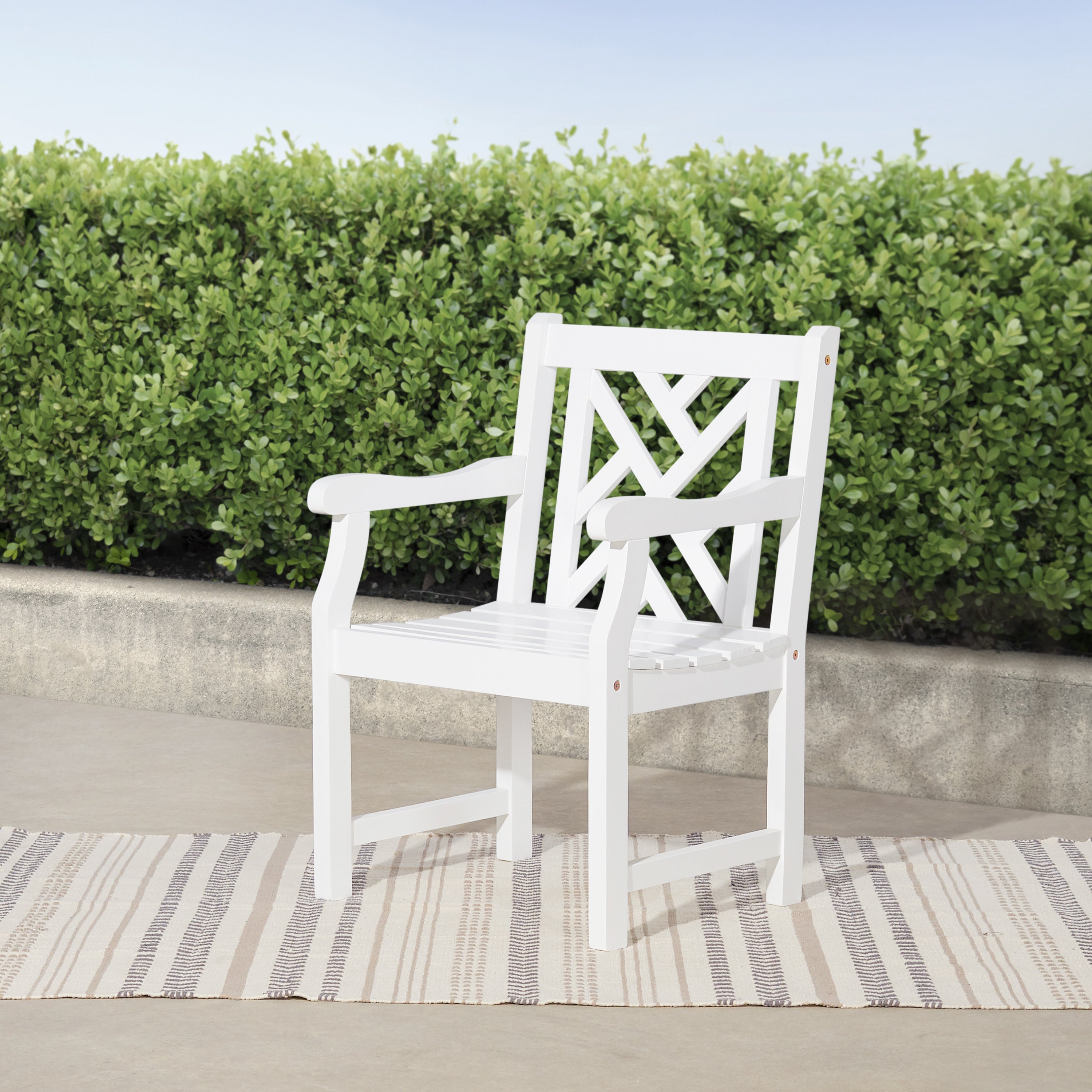 Lidwina White English Wood Patio Armchair