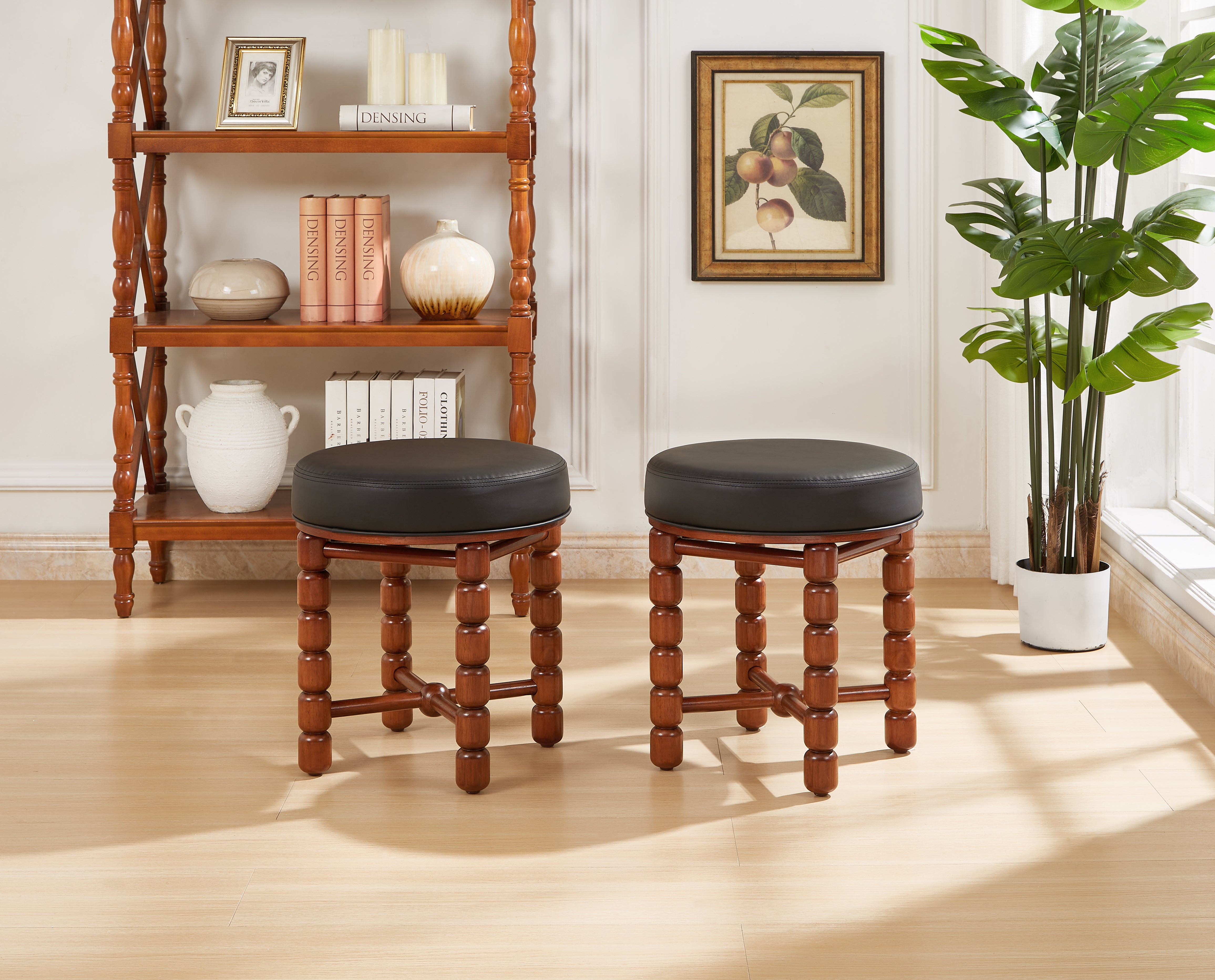 Dining Room Chair 1 Pc, Wood Dining Chair, Boucle Seat Cushion Mid Century Modern Dining Chairs for Kitchen and Living Room (Modern, Black)