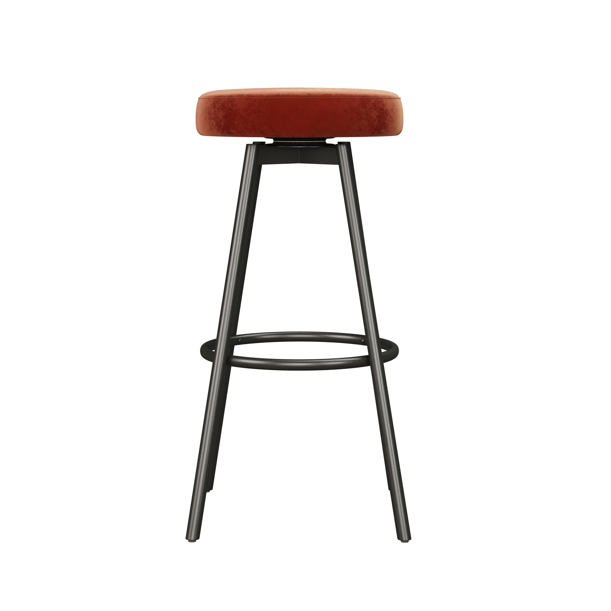 Modern Glam Upholstered Faux Velvet Bar Stool – Rust