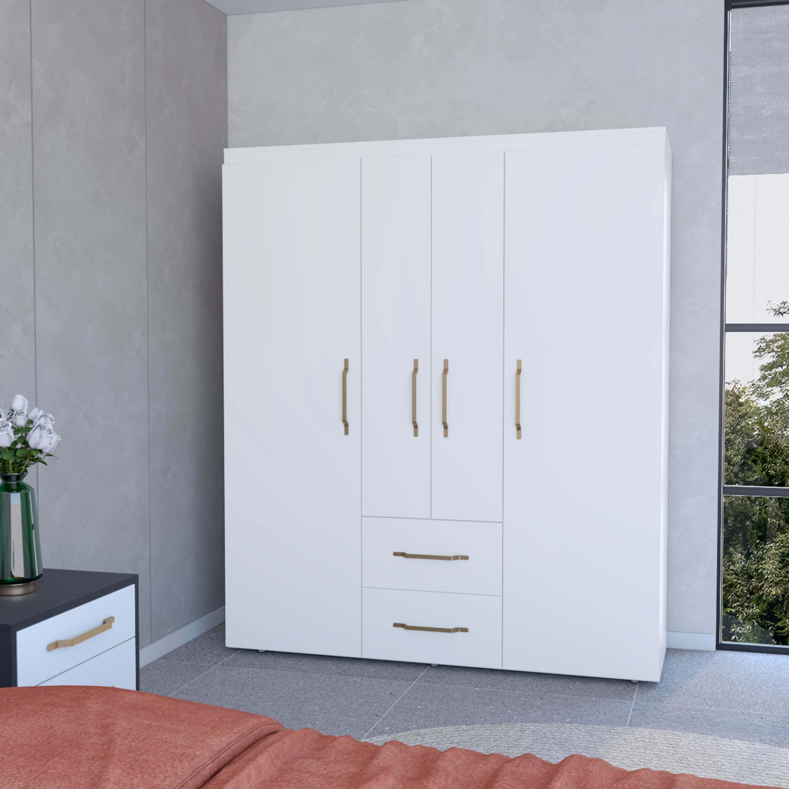 White All-In-One 2-Door Armoire