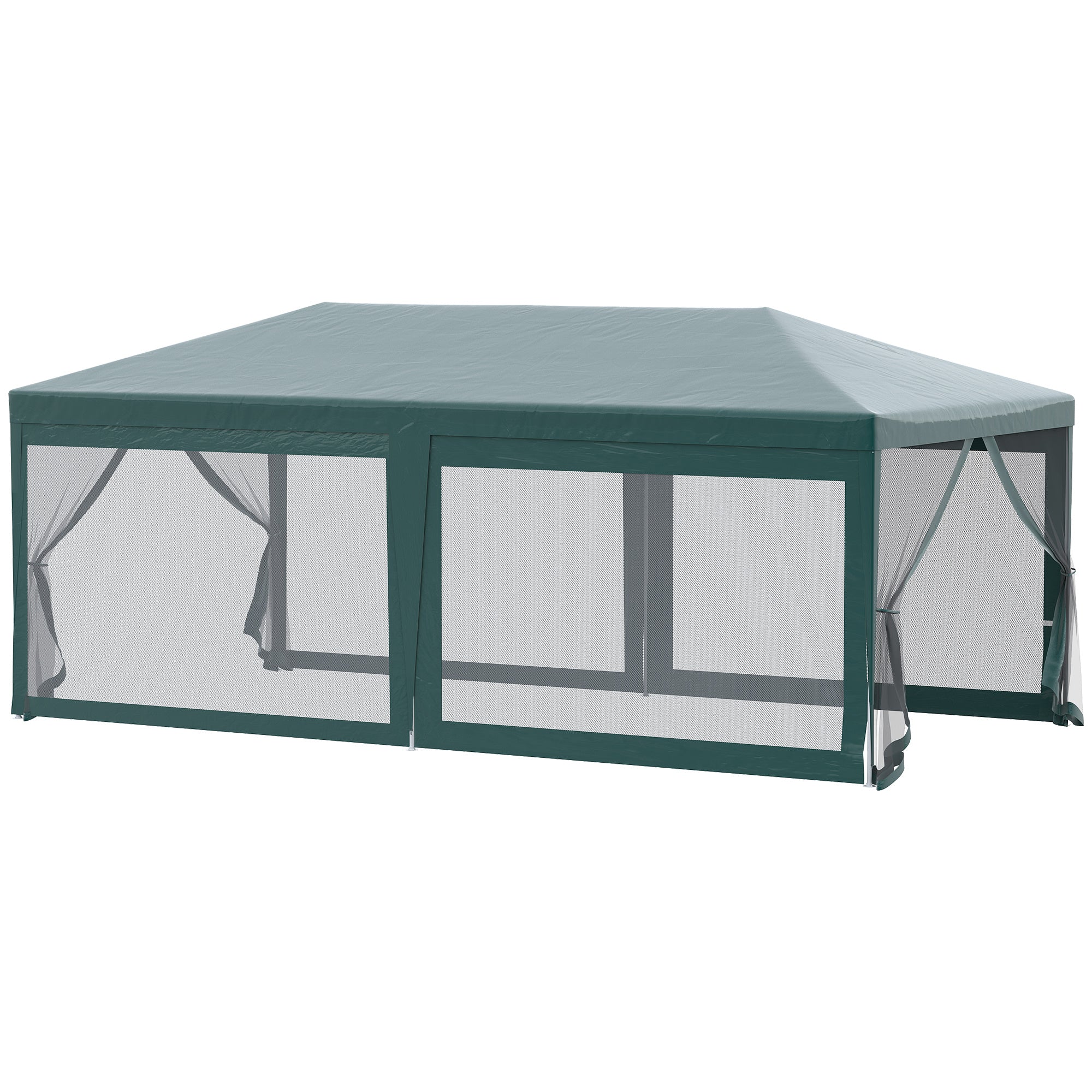 Outsunny 10' x 20' Canopy Tent, Outdoor Event Tent with 4 Removable Mesh Sidewalls, Gazebo Tent for Parties, Backyard, Patio, Dark Green