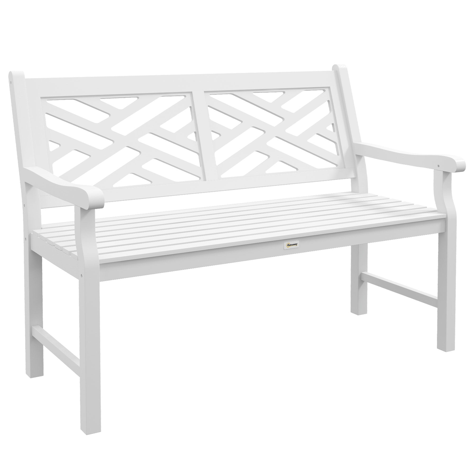 Outsunny 43.25" Outdoor Garden Bench, Wooden Bench, Poplar Slatted Frame Furniture for Patio, Park, Porch, Lawn, Yard, Deck, White